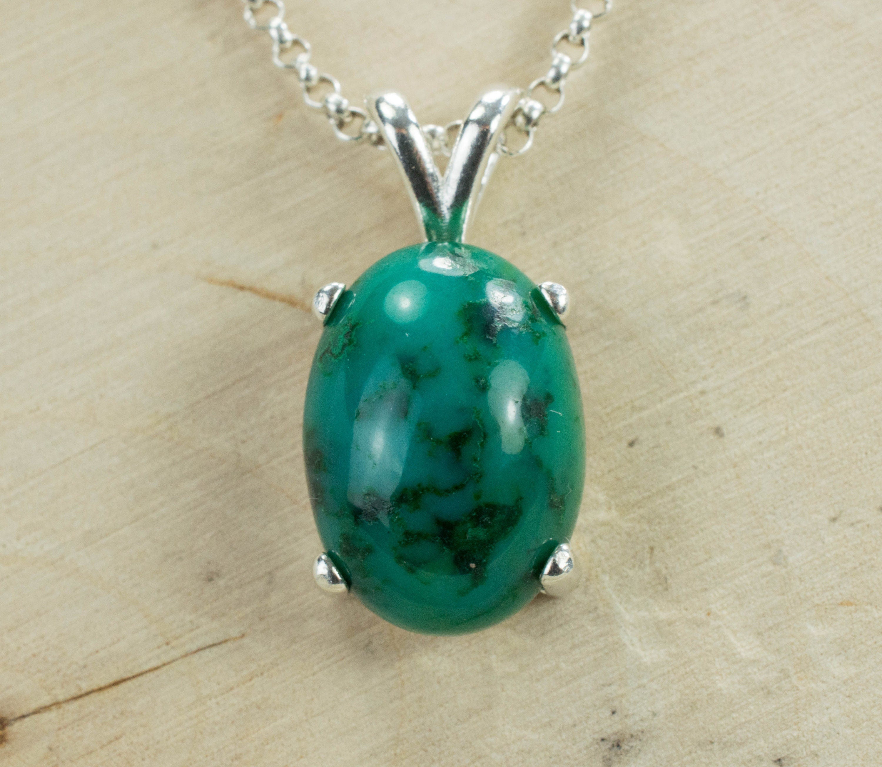 Gem Silica Sterling Silver Pendant; Genuine Untreated Peru Chalcedony - Mark Oliver Gems