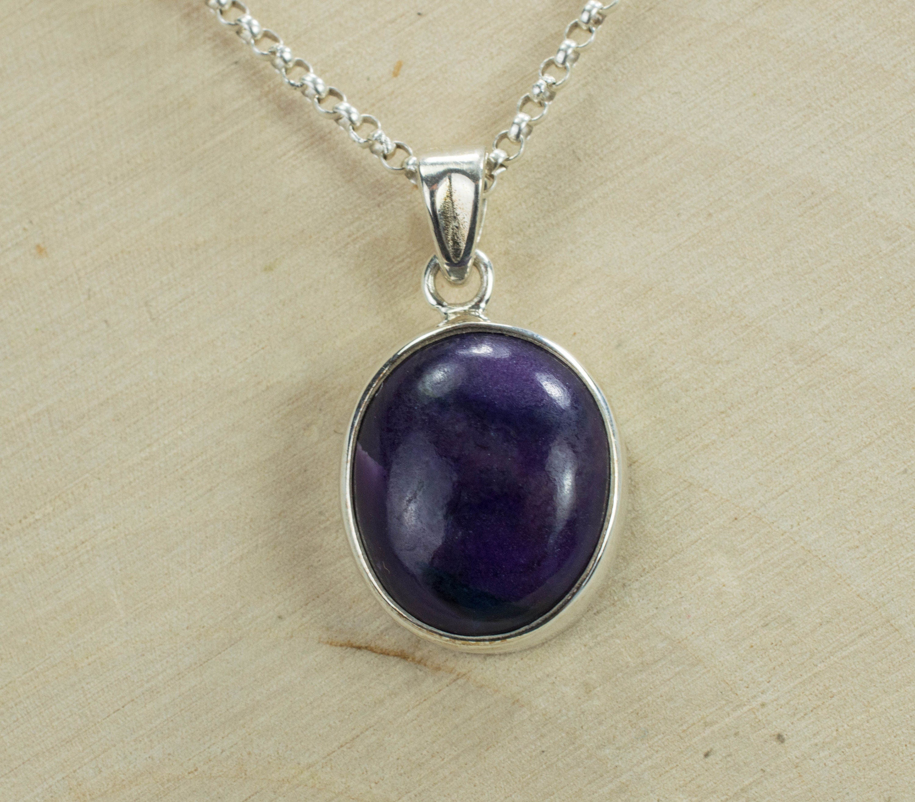 Sugilite Sterling Silver Pendant; Genuine Untreated South African Sugilite; 13.110cts - Mark Oliver Gems