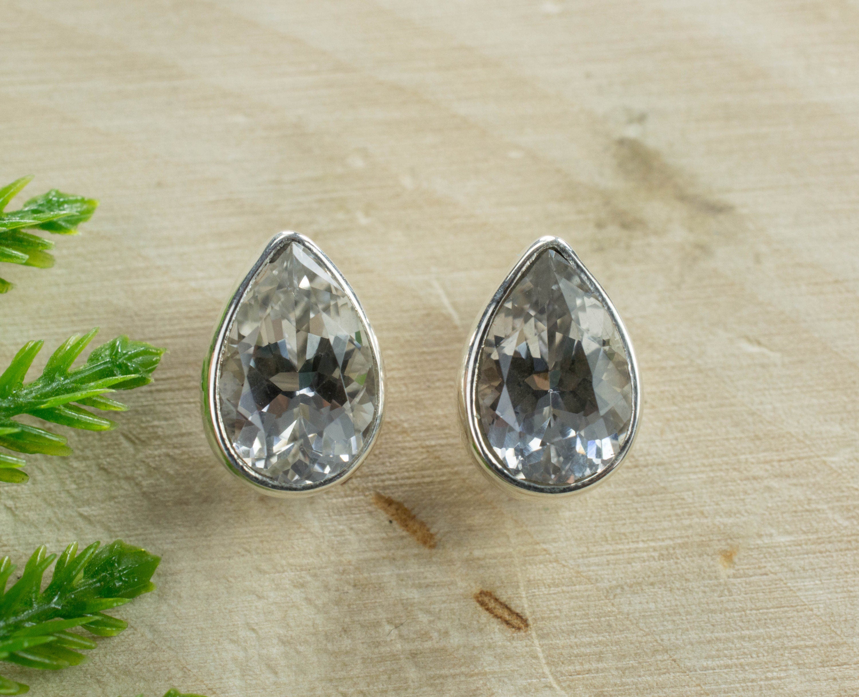 Topaz Sterling Silver Earrings; Genuine Untreated Brazilian Topaz - Mark Oliver Gems