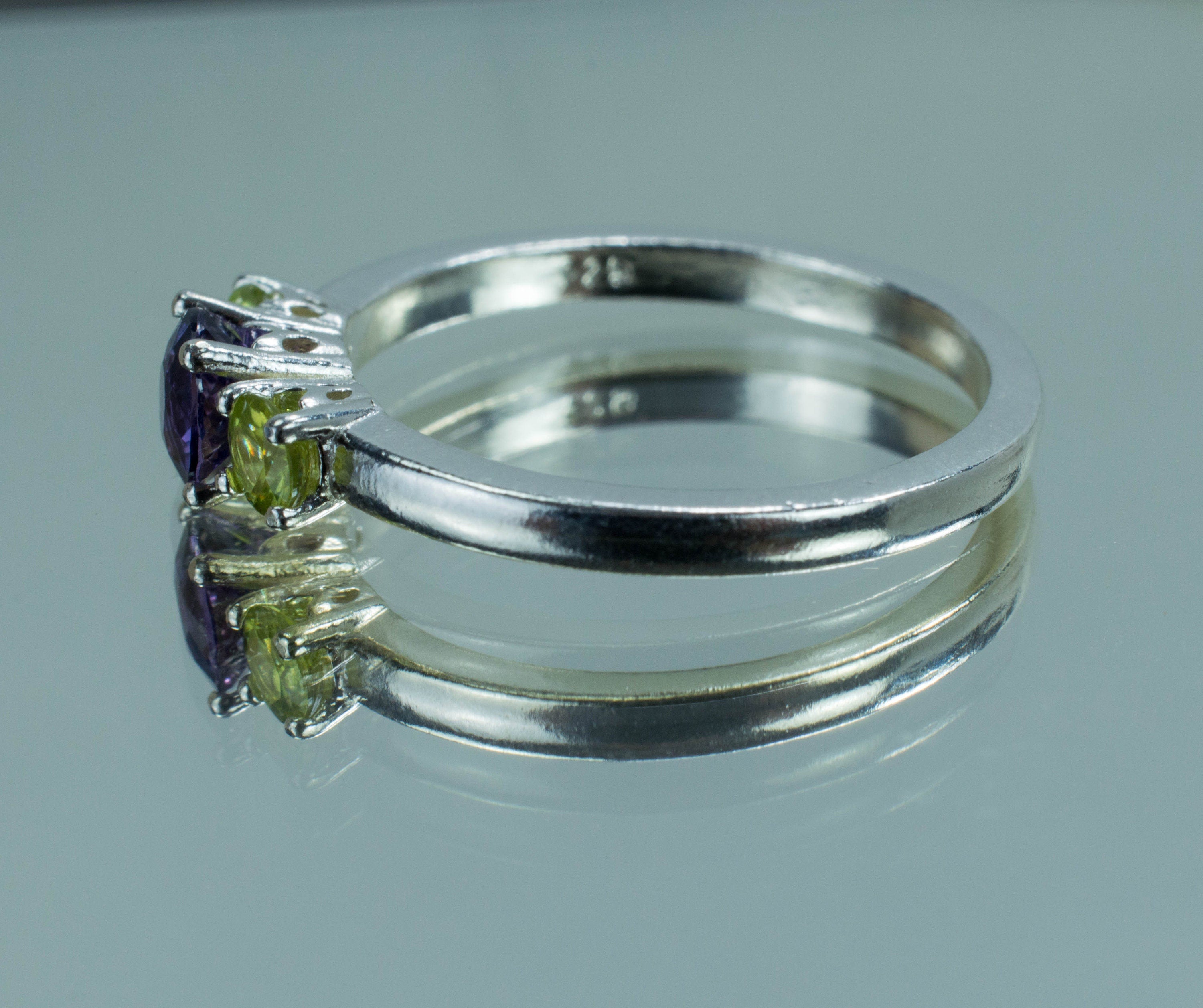 Purple Sapphire and Sphene Ring, Genuine Untreated Sapphire and Sphene; Sapphire Ring; Sphene Ring - Mark Oliver Gems