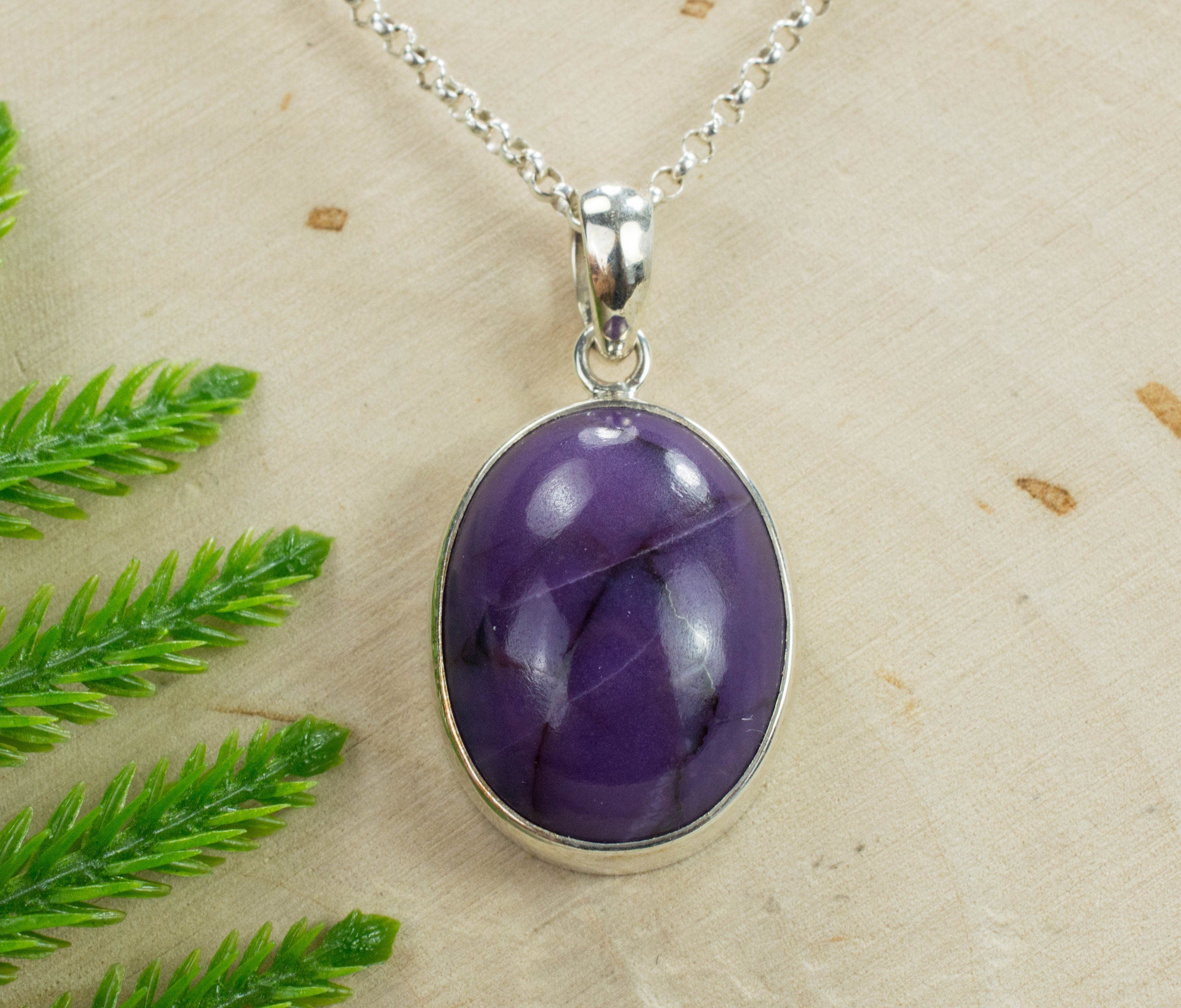 Sugilite Sterling Silver Pendant; Genuine Untreated South African Sugilite; 22.025cts - Mark Oliver Gems
