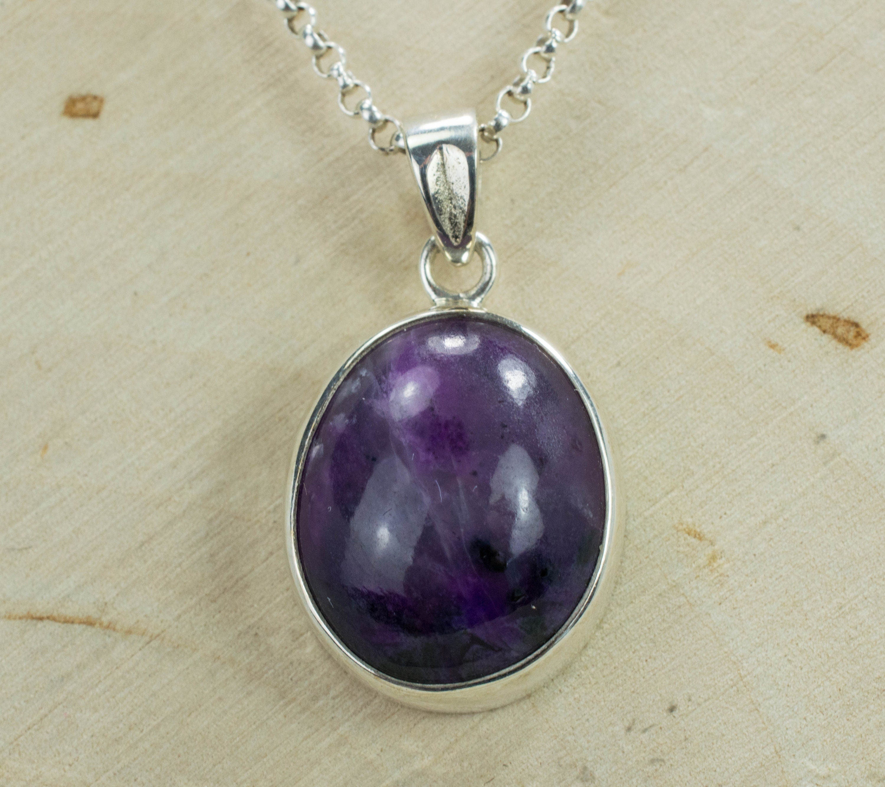 Sugilite Sterling Silver Pendant; Genuine Untreated South African Sugilite; 14.865cts - Mark Oliver Gems