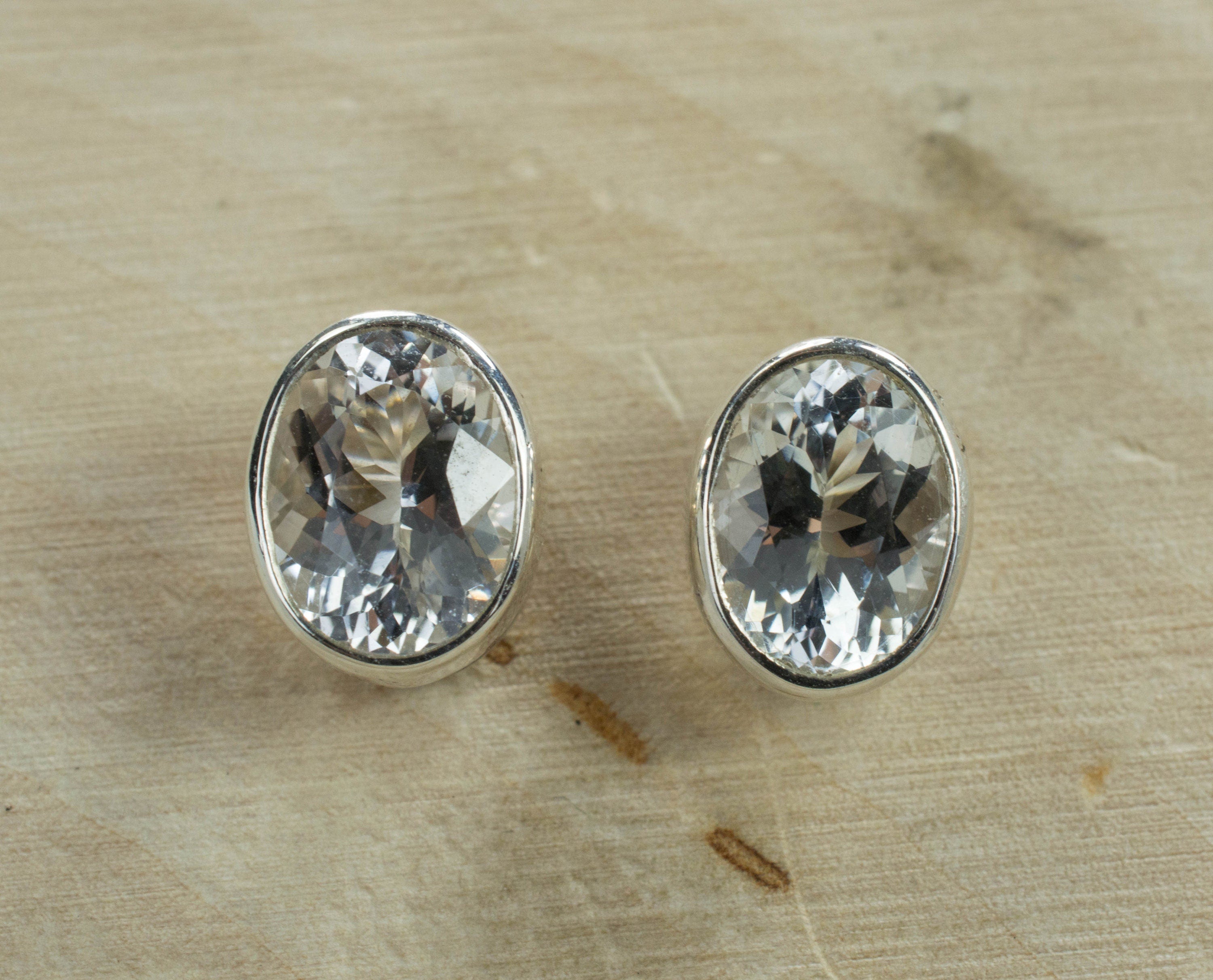 Silver Topaz Sterling Silver Earrings; Genuine Untreated Brazilian Topaz; Topaz Earrings - Mark Oliver Gems