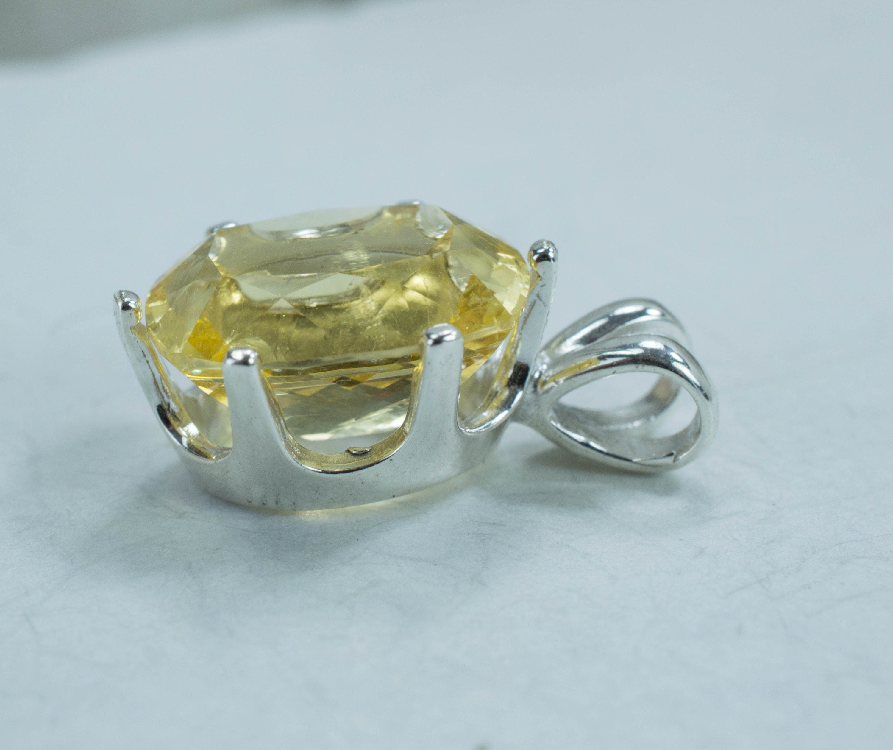 Danburite Sterling Silver Pendant; Genuine Untreated Mexican Yellow Danburite - Mark Oliver Gems