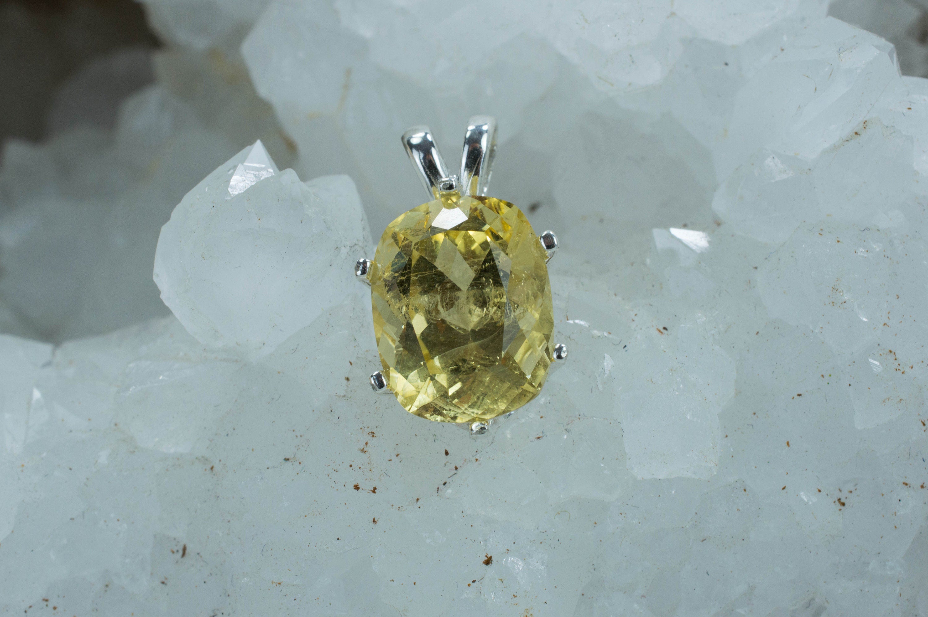 Danburite Sterling Silver Pendant; Genuine Untreated Mexican Yellow Danburite - Mark Oliver Gems