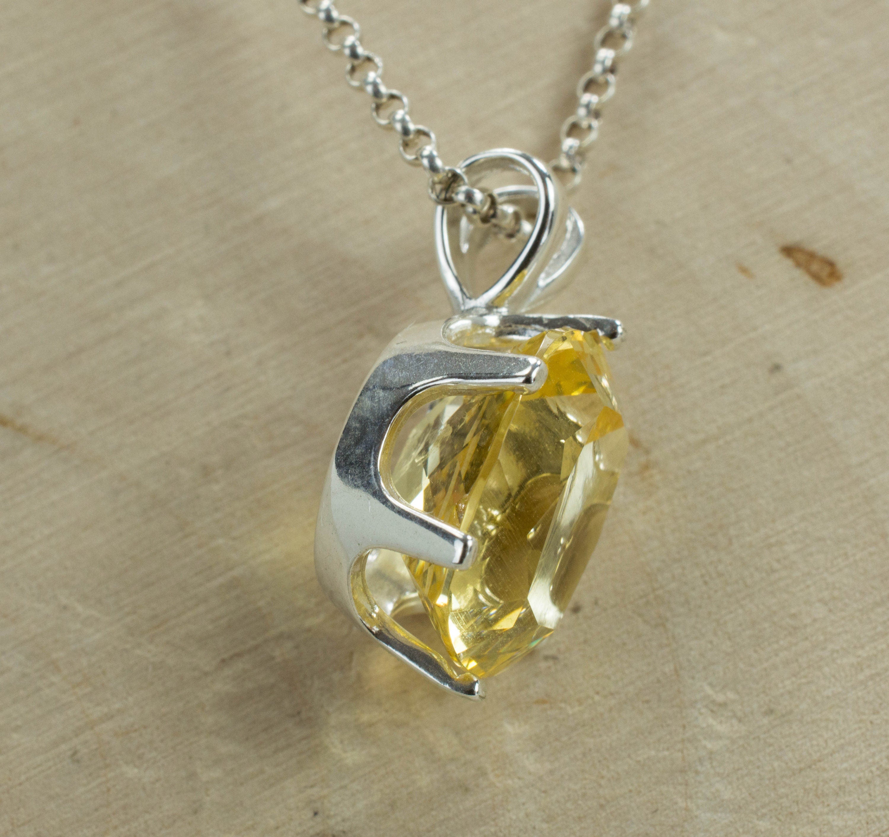 Danburite Sterling Silver Pendant; Genuine Untreated Mexican Yellow Danburite - Mark Oliver Gems