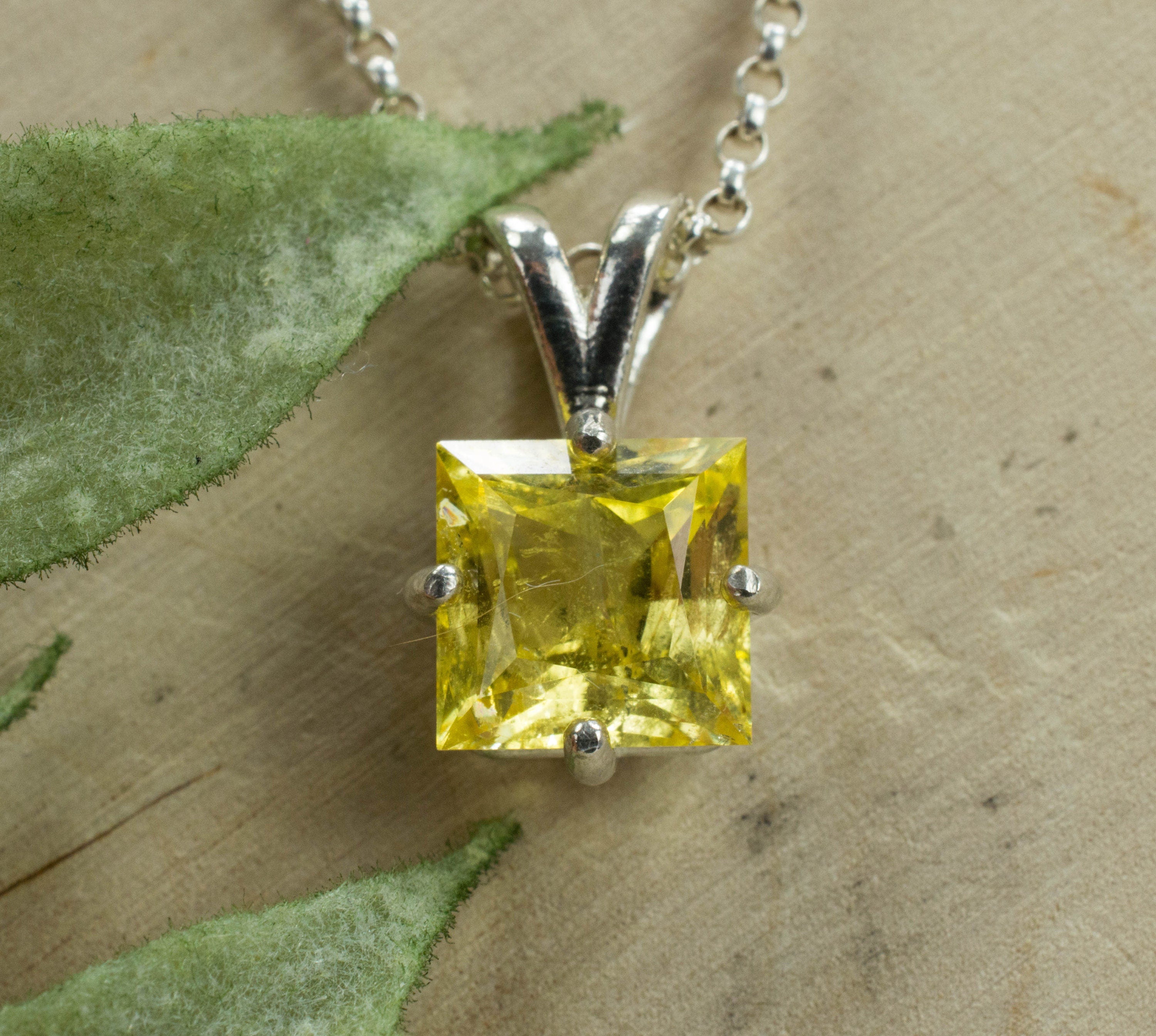 Danburite Sterling Silver Pendant; Genuine Untreated Mexican Yellow Danburite; Yellow Danburite Necklace - Mark Oliver Gems