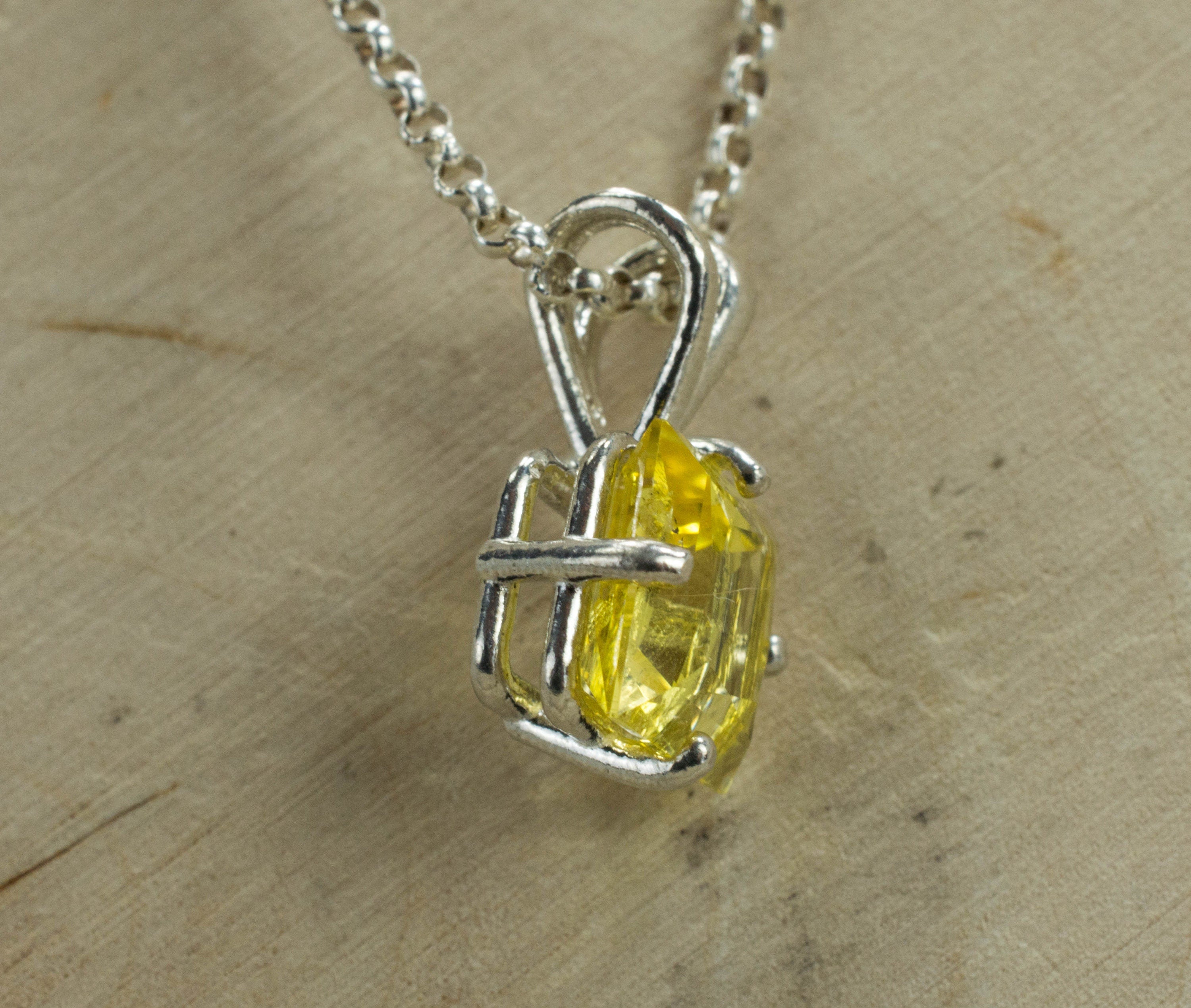 Danburite Sterling Silver Pendant; Genuine Untreated Mexican Yellow Danburite; Yellow Danburite Necklace - Mark Oliver Gems