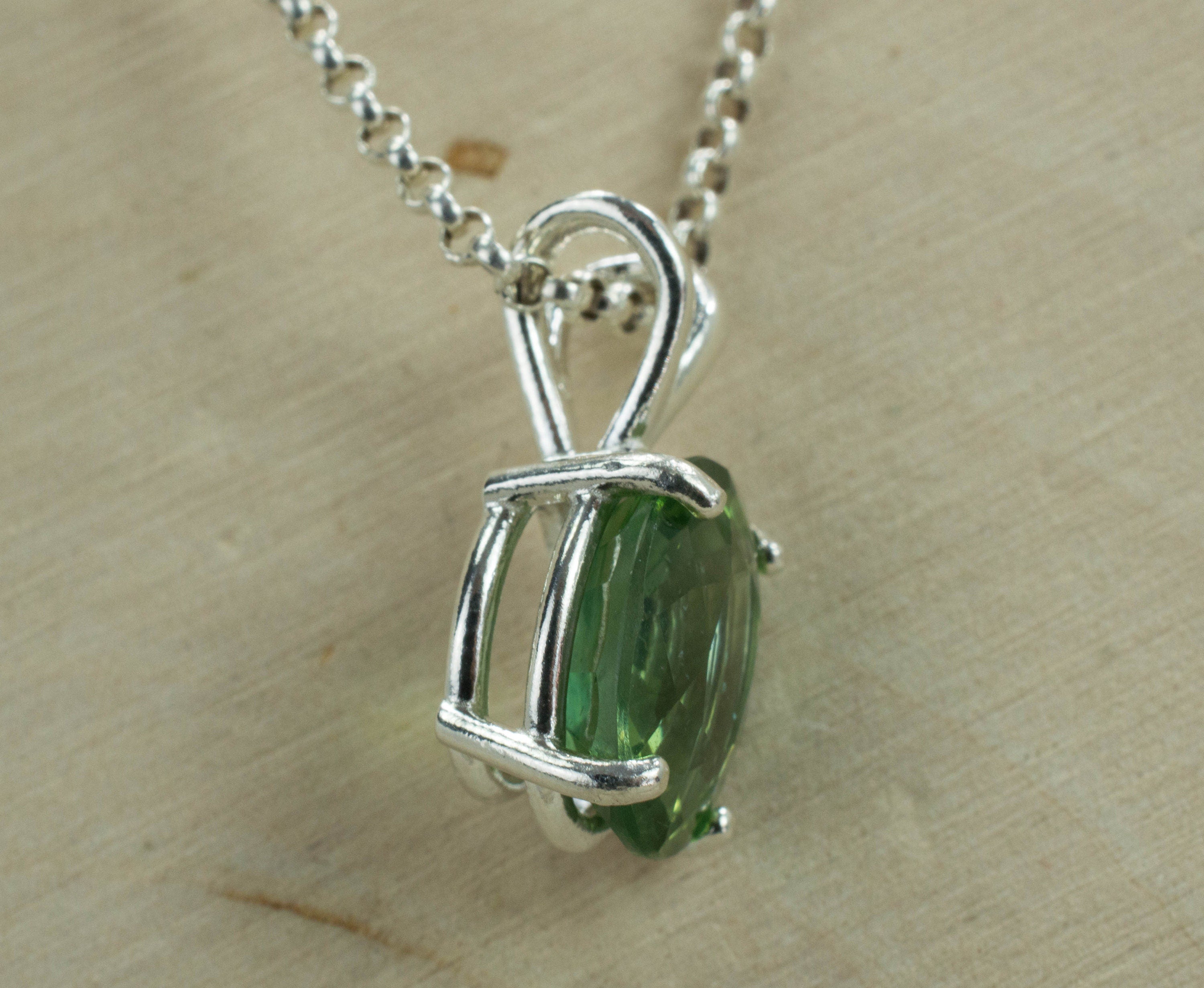 Green Apatite Sterling Silver Pendant; Natural Untreated Madagascar Apatite; Apatite Pendant - Mark Oliver Gems