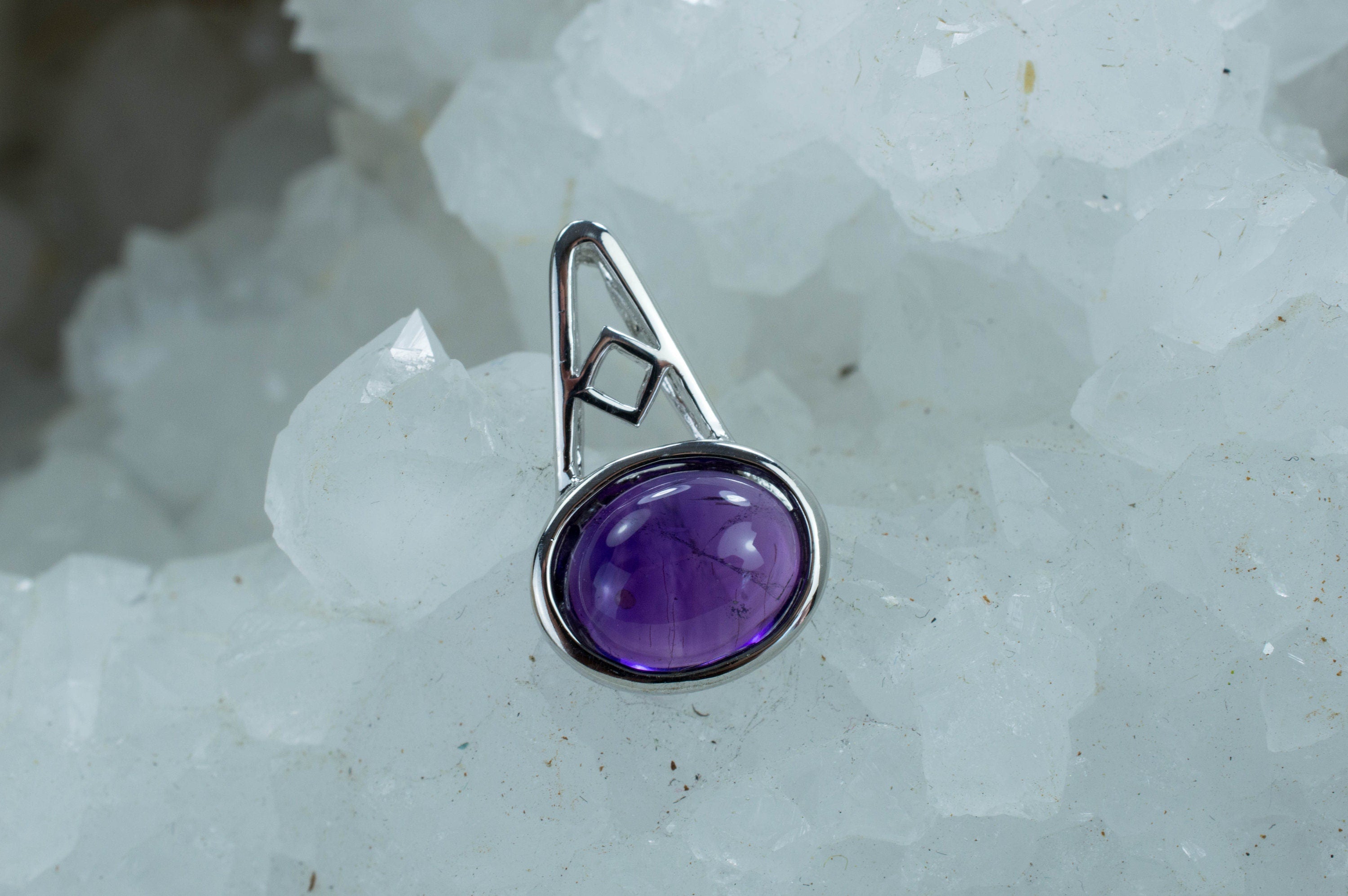 Amethyst Sterling Silver Necklace, Natural Untreated Brazilian Amethyst - Mark Oliver Gems