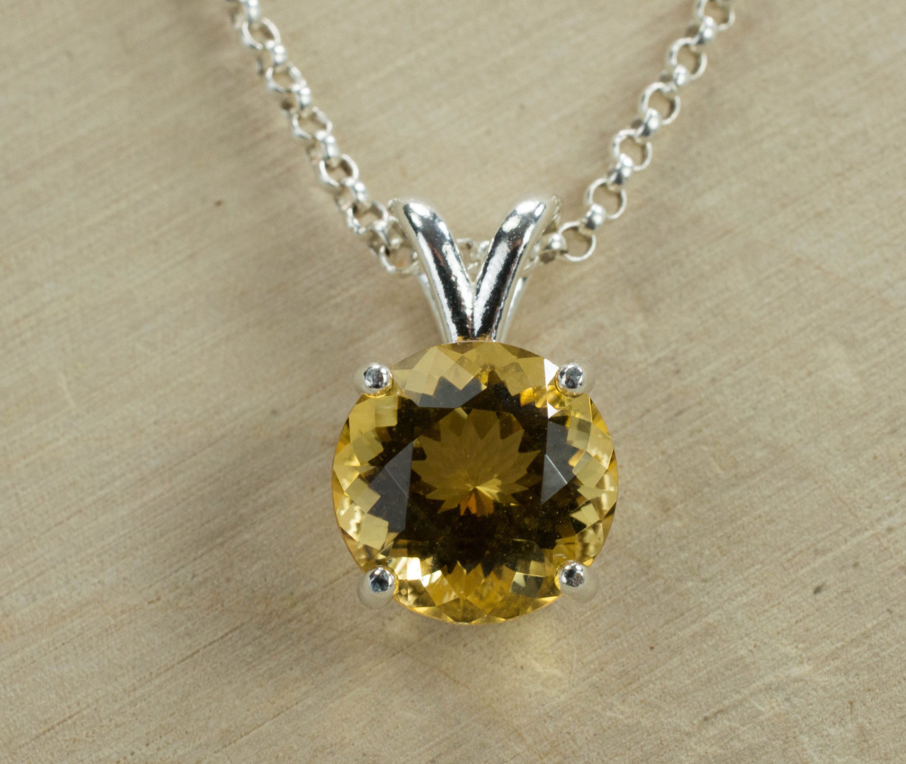 Citrine Sterling Silver Pendant; Genuine Untreated Congo Citrine; Citrine Pendant - Mark Oliver Gems