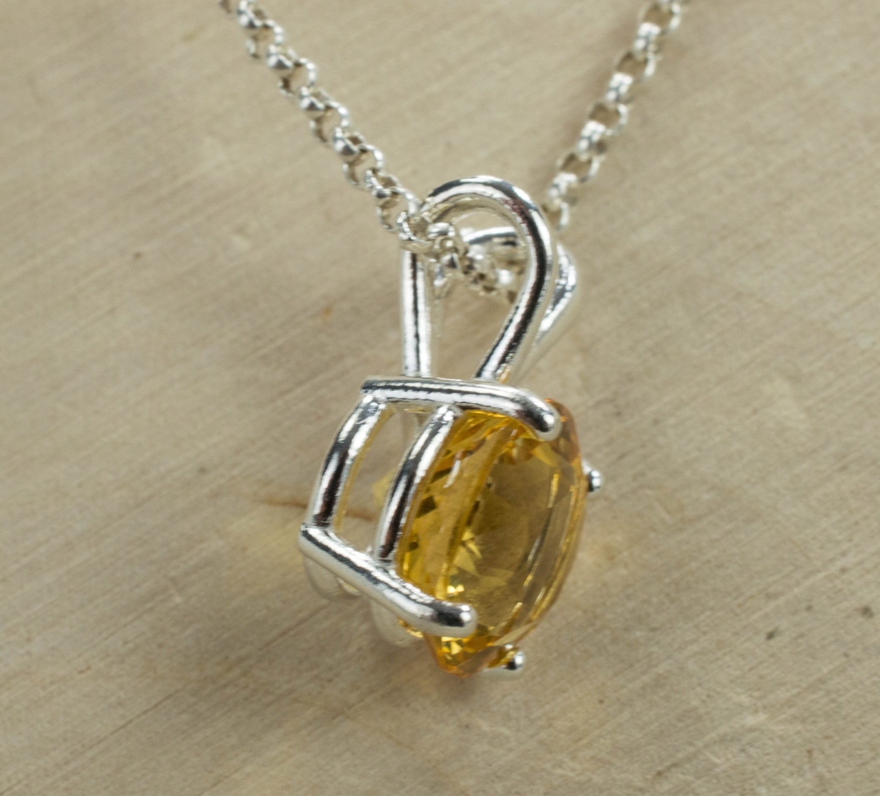Citrine Sterling Silver Pendant; Genuine Untreated Congo Citrine; Citrine Pendant - Mark Oliver Gems