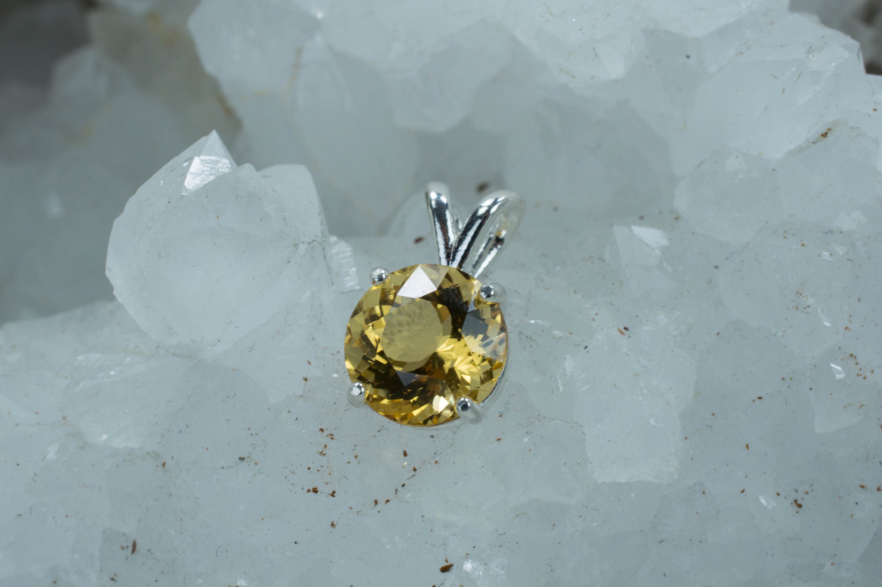 Citrine Sterling Silver Pendant; Genuine Untreated Congo Citrine; Citrine Pendant - Mark Oliver Gems