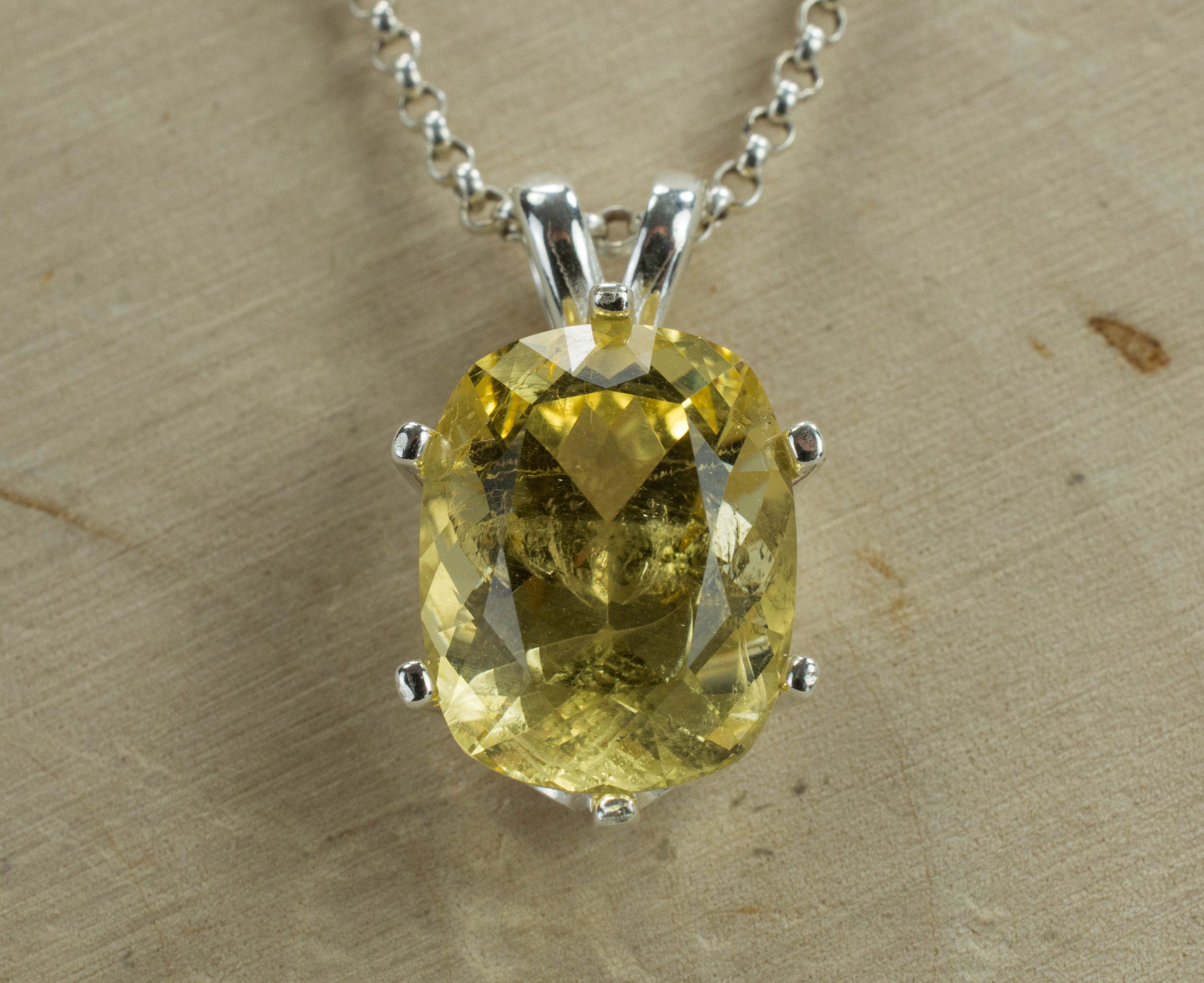 Danburite Sterling Silver Pendant; Genuine Untreated Mexican Yellow Danburite - Mark Oliver Gems
