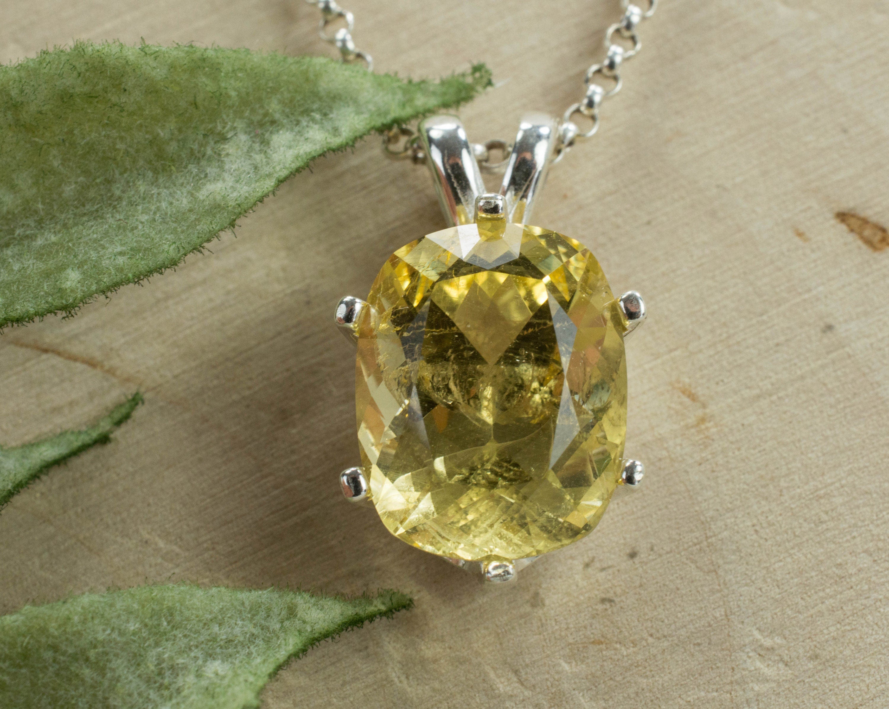 Danburite Sterling Silver Pendant; Genuine Untreated Mexican Yellow Danburite - Mark Oliver Gems