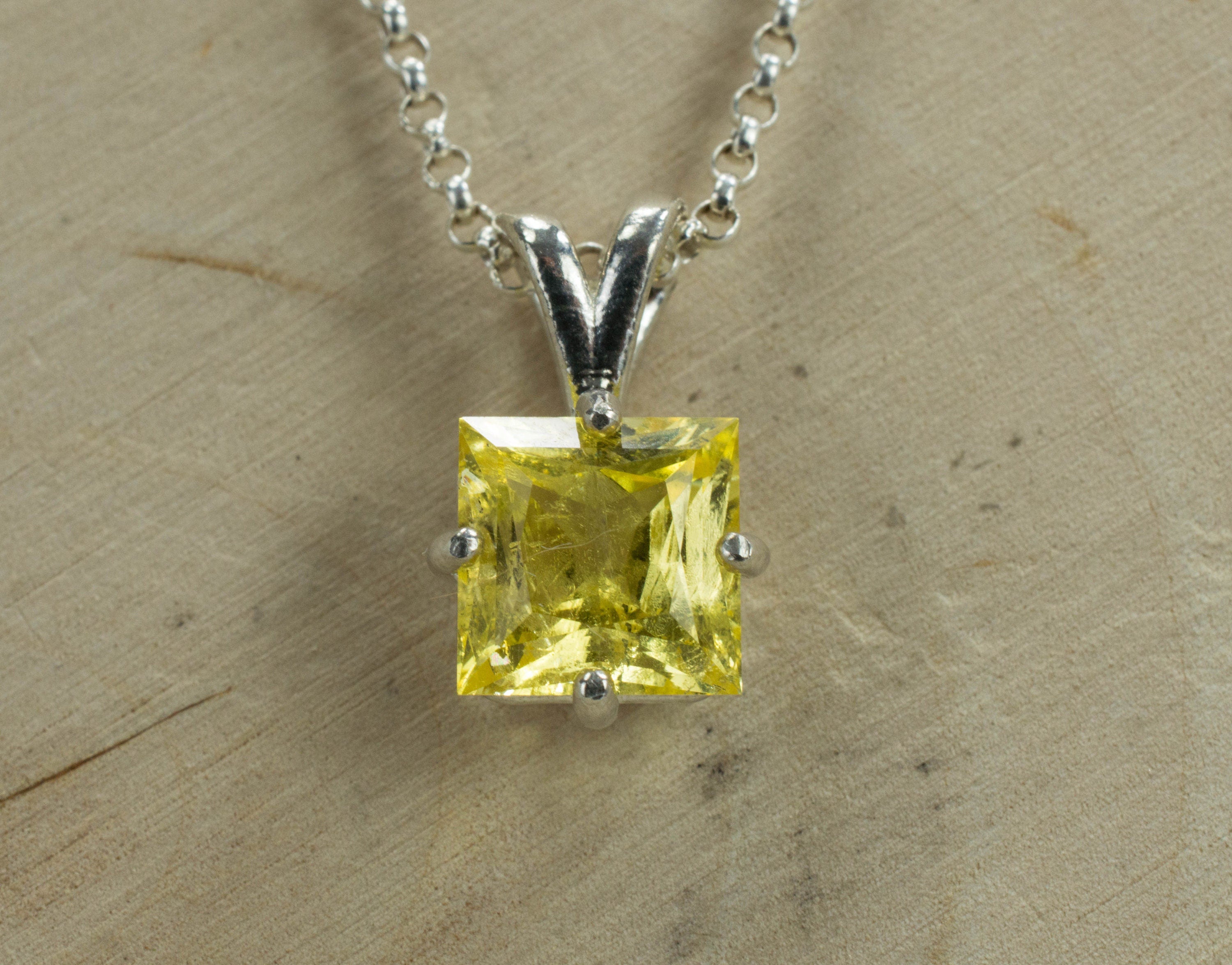 Danburite Sterling Silver Pendant; Genuine Untreated Mexican Yellow Danburite; Yellow Danburite Necklace - Mark Oliver Gems