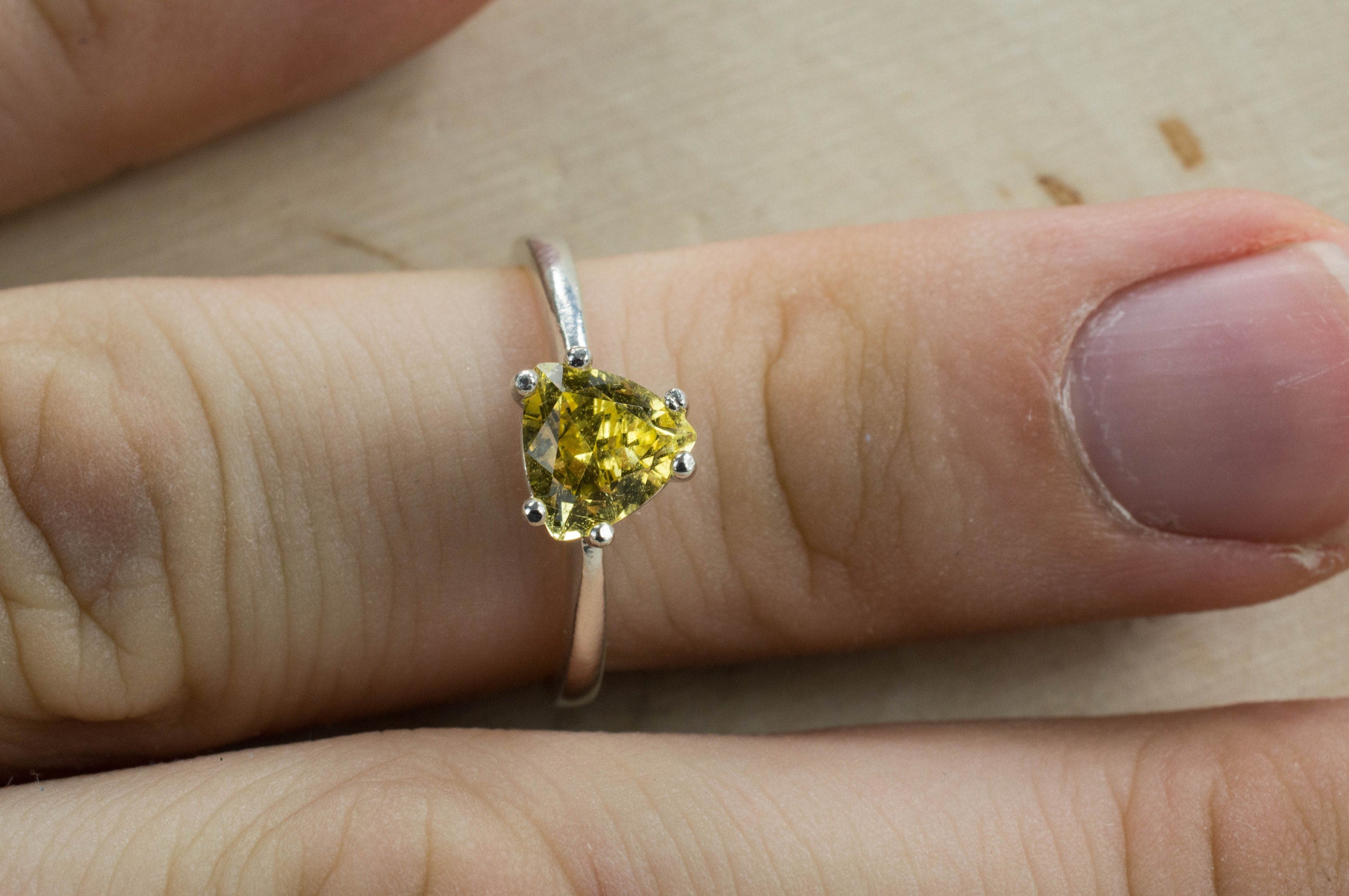 Yellow Danburite Sterling Silver Ring; Genuine Untreated Mexico Danburite; Danburite Ring - Mark Oliver Gems