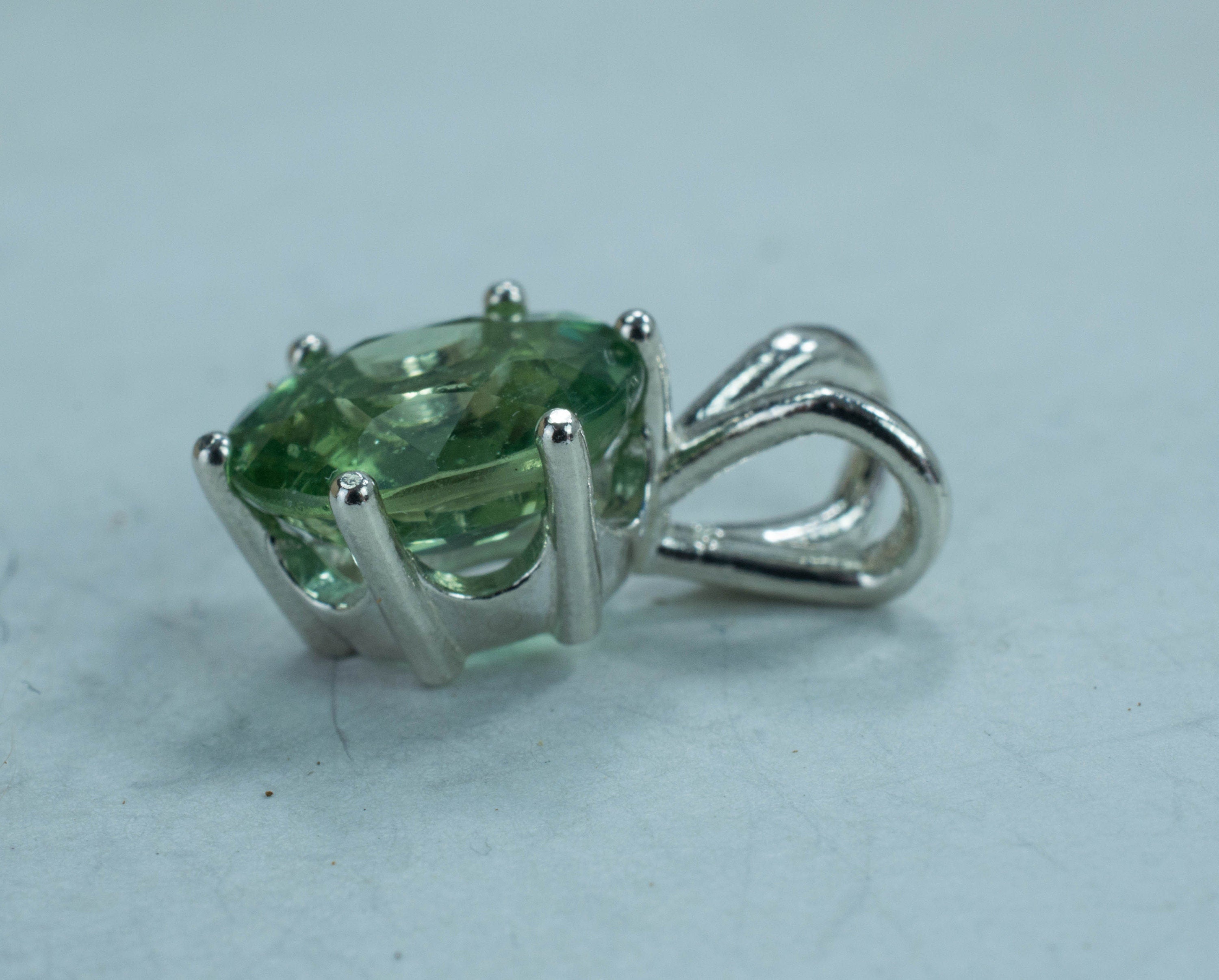 Green Apatite Sterling Silver Pendant; Natural Untreated Madagascan Apatite; Apatite Pendant - Mark Oliver Gems