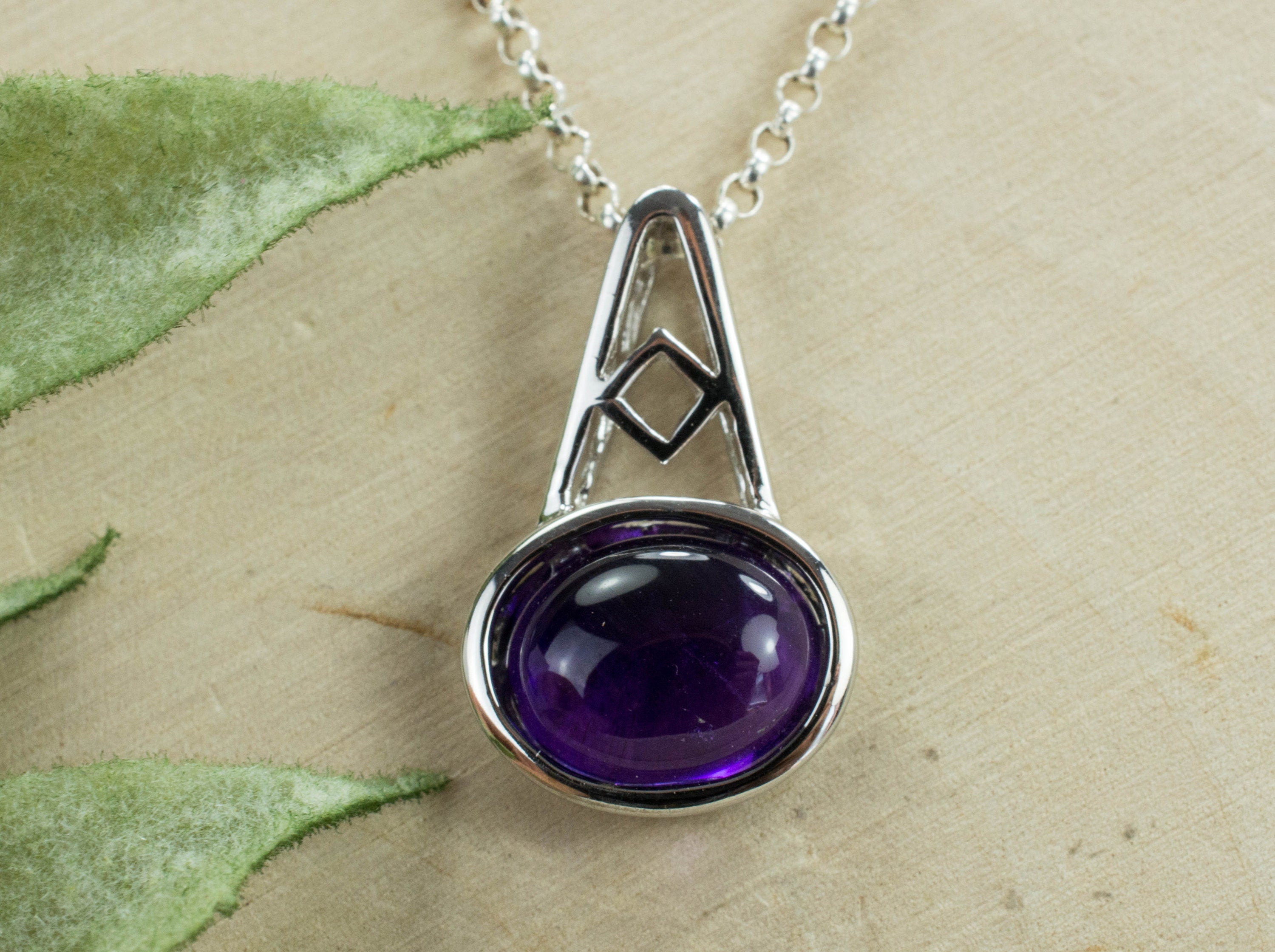 Amethyst Sterling Silver Necklace, Natural Untreated Brazilian Amethyst - Mark Oliver Gems