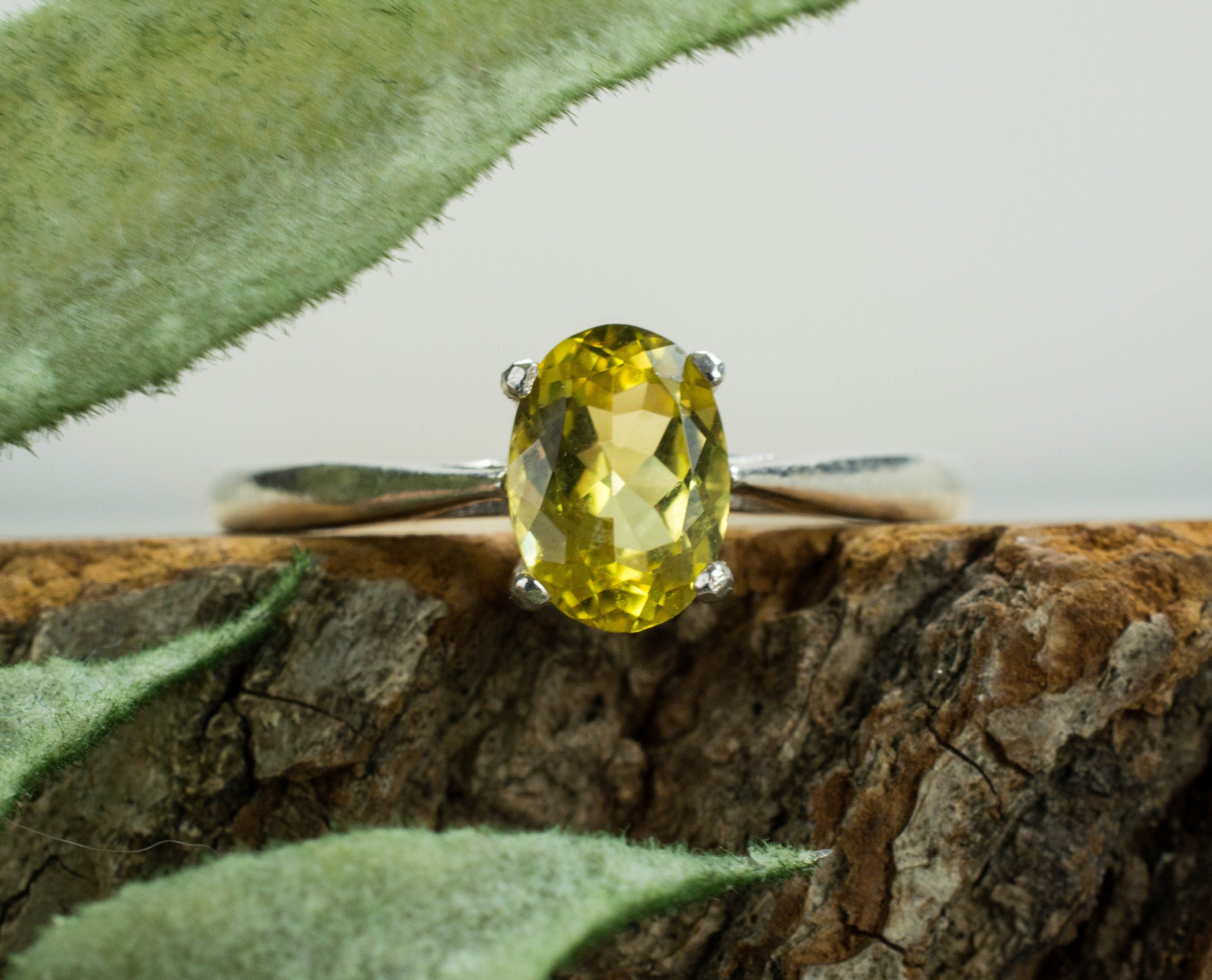 Canary Tourmaline Sterling Silver Ring; Genuine Untreated Nigeria Tourmaline - Mark Oliver Gems