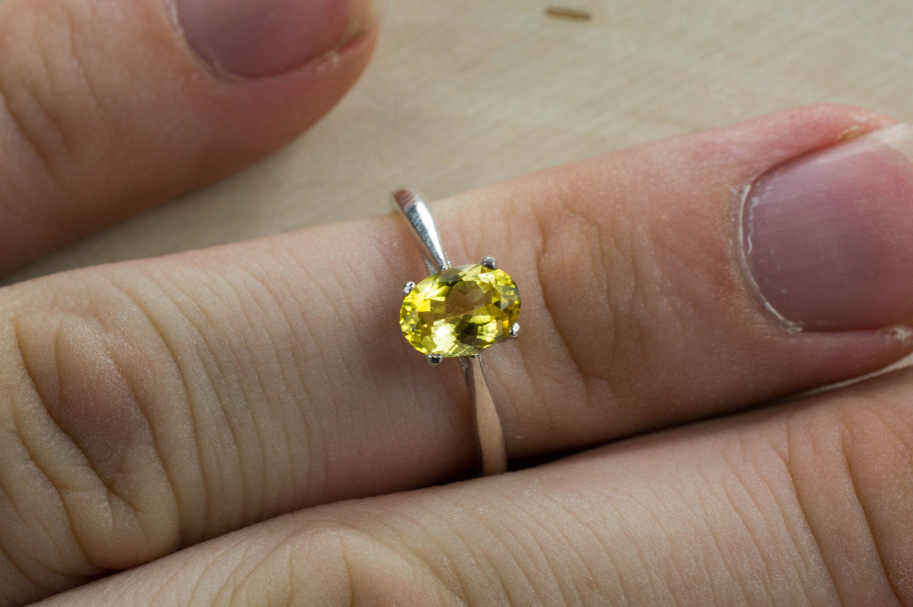 Canary Tourmaline Sterling Silver Ring; Genuine Untreated Nigeria Tourmaline - Mark Oliver Gems