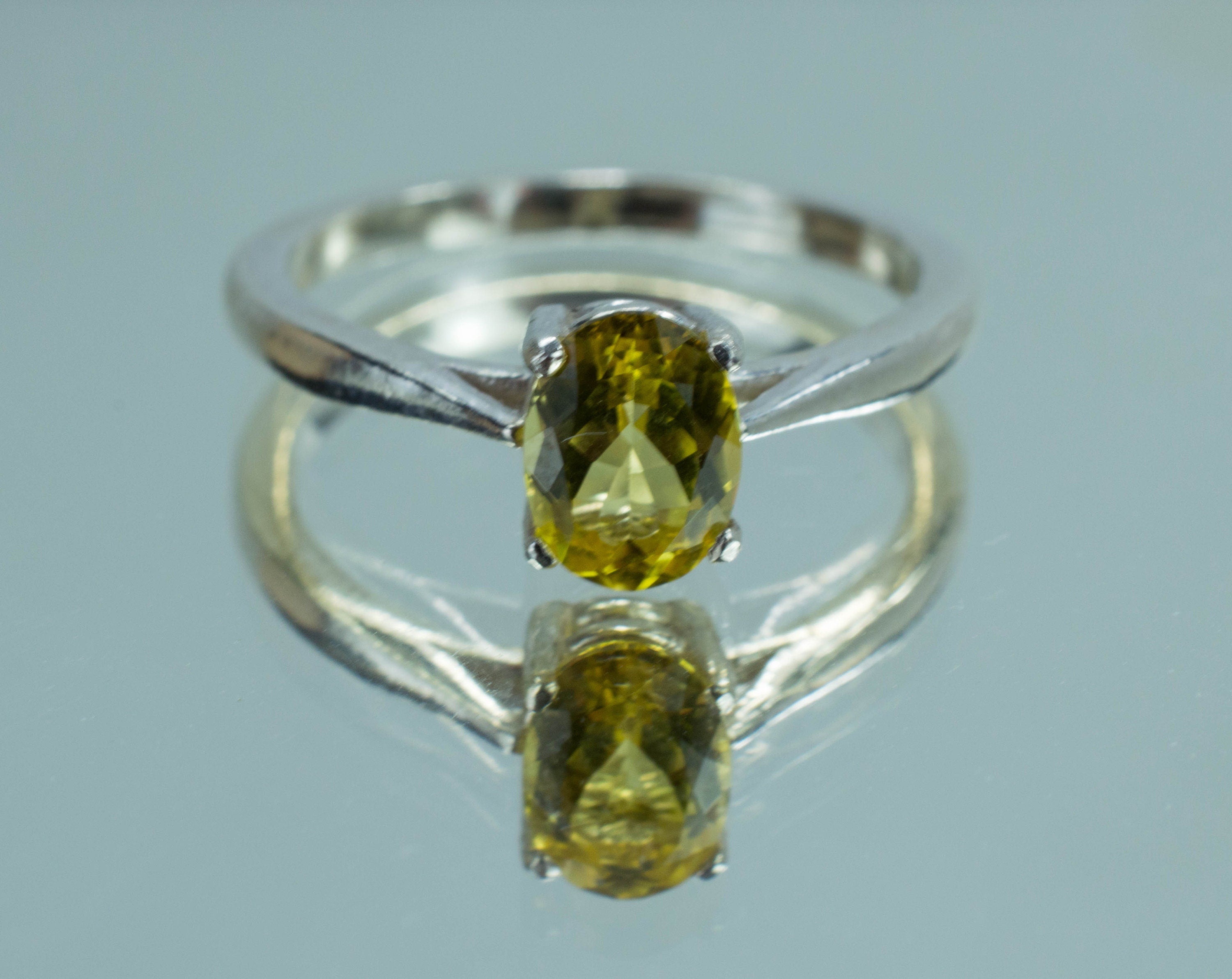 Canary Tourmaline Sterling Silver Ring; Genuine Untreated Nigeria Tourmaline - Mark Oliver Gems