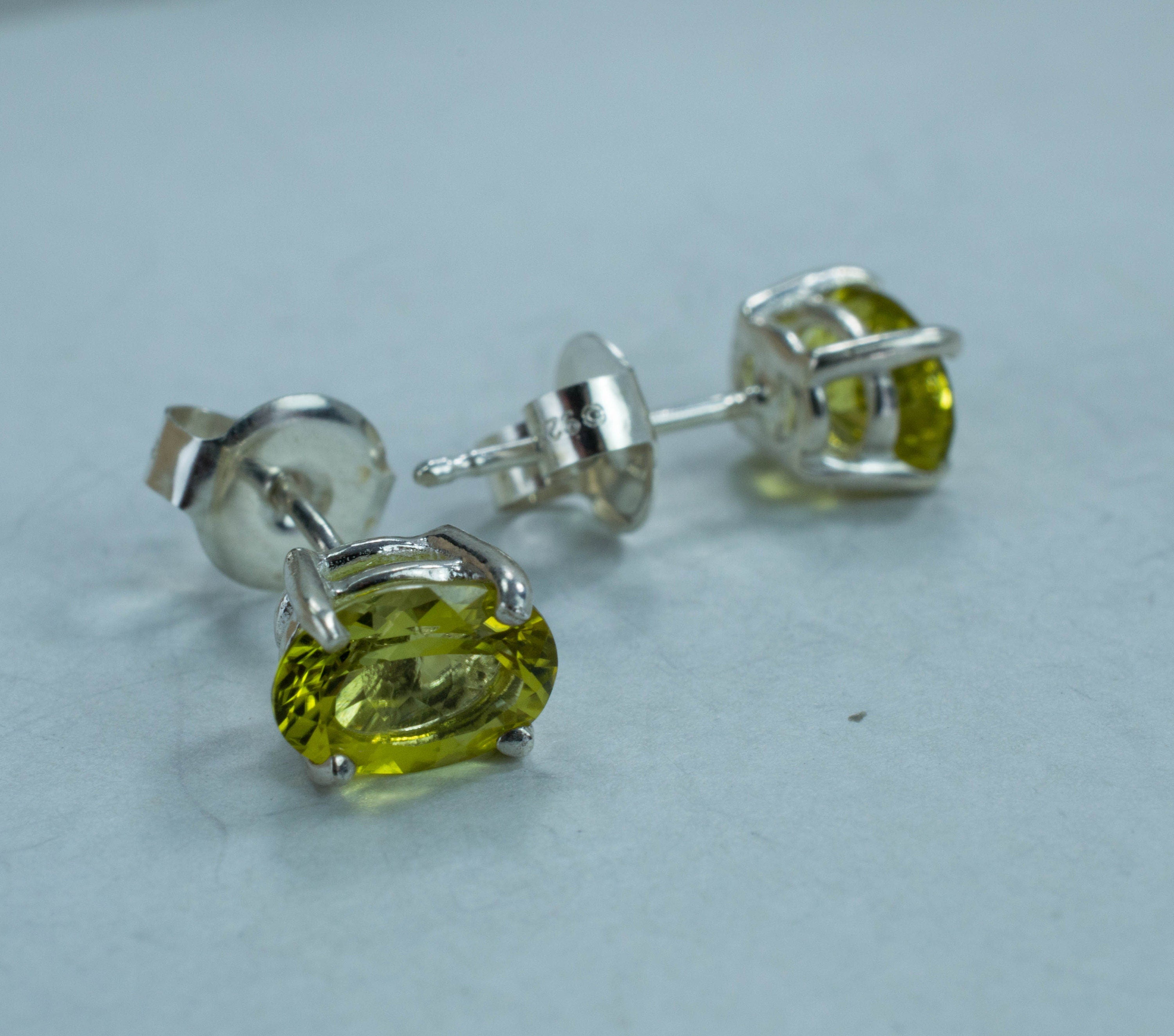 Canary Tourmaline Sterling Silver Earrings; Genuine Untreated Nigeria Tourmaline - Mark Oliver Gems