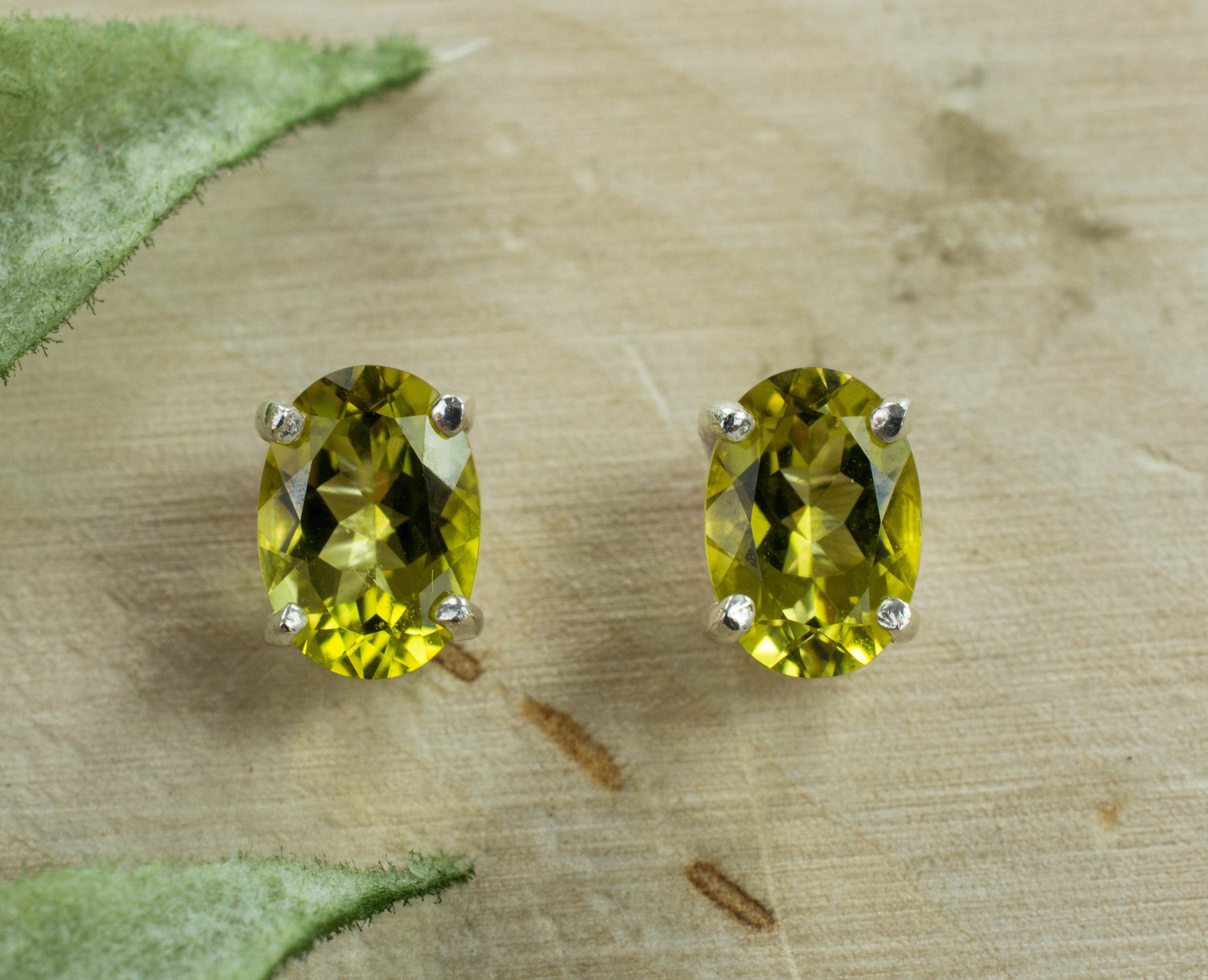 Canary Tourmaline Sterling Silver Earrings; Genuine Untreated Nigeria Tourmaline - Mark Oliver Gems