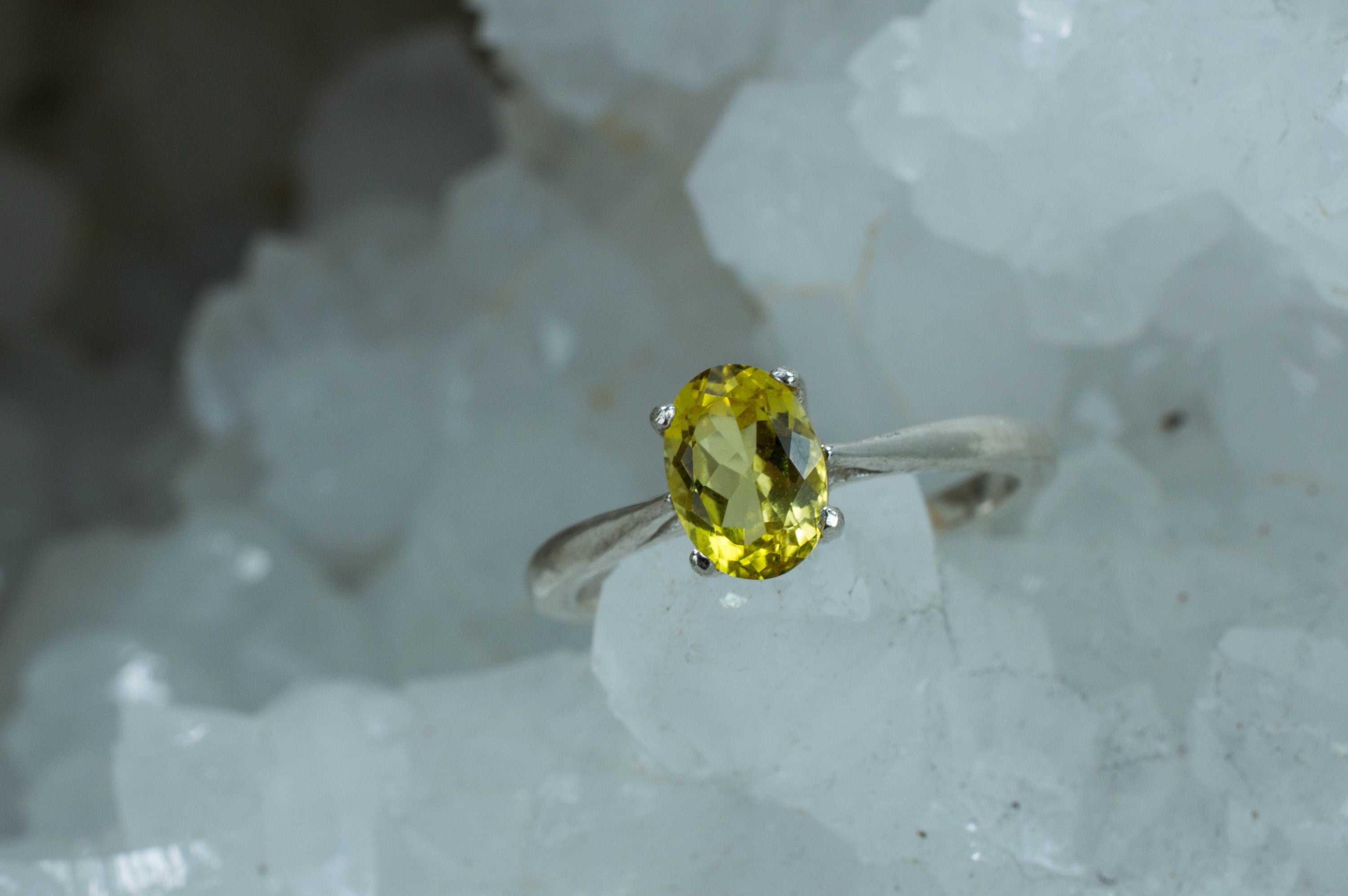 Canary Tourmaline Sterling Silver Ring; Genuine Untreated Nigeria Tourmaline - Mark Oliver Gems