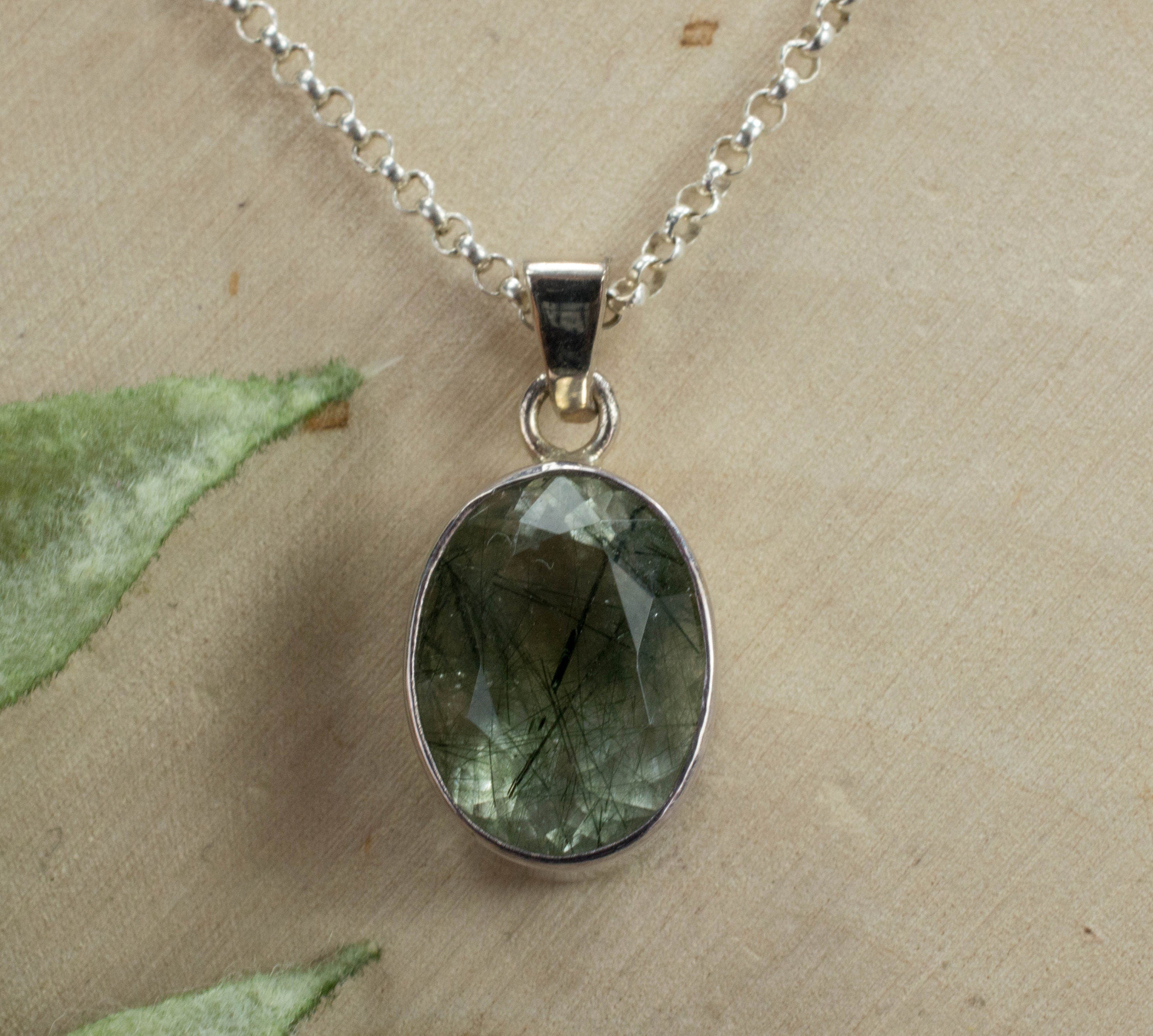 Rutilated Edenite Quartz Sterling Silver Pendant, Natural Untreated Madagascar Quartz - Mark Oliver Gems