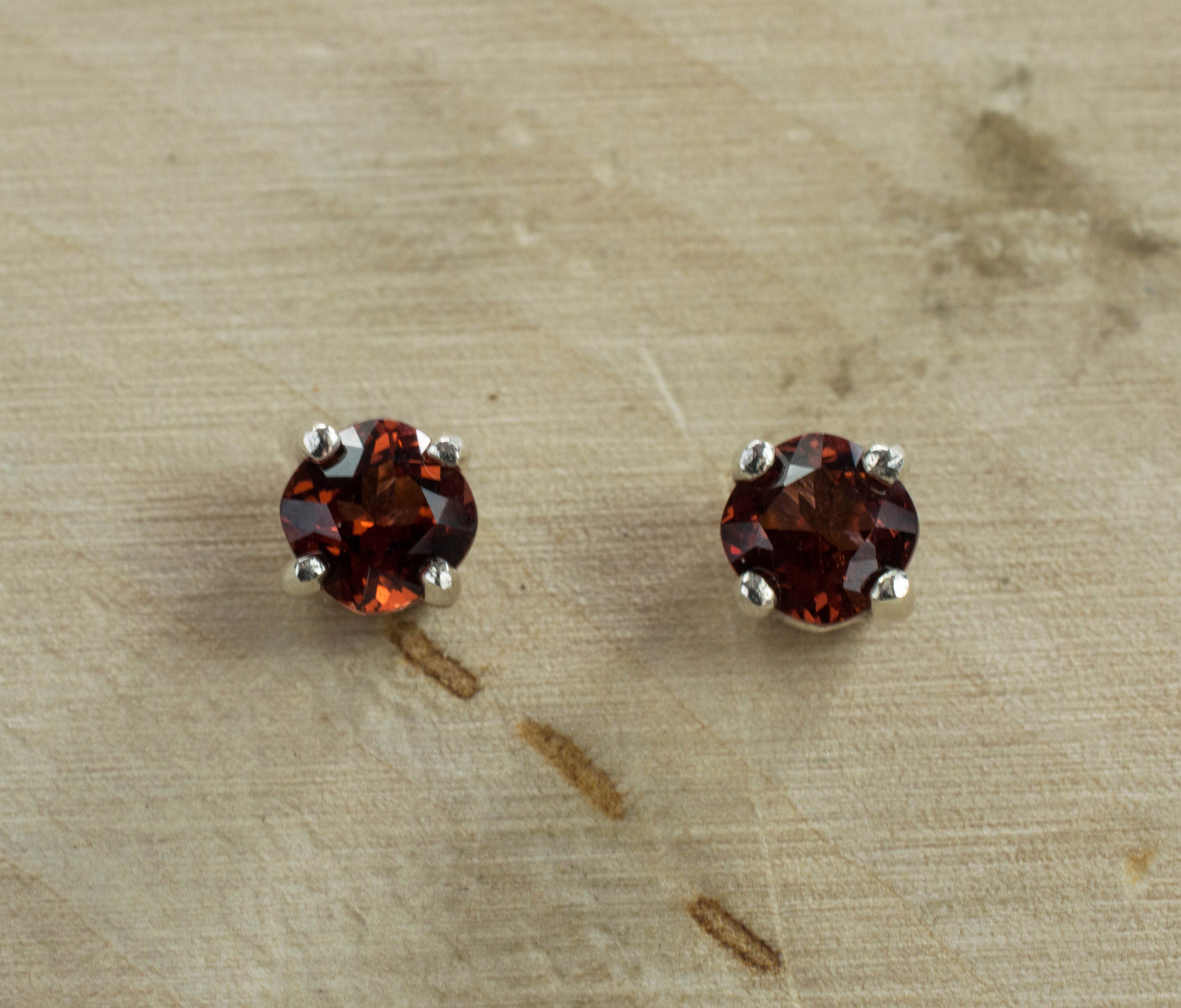 Pyrope Garnet Earrings; Genuine Untreated Madagascar Garnet; 0.650cts - Mark Oliver Gems