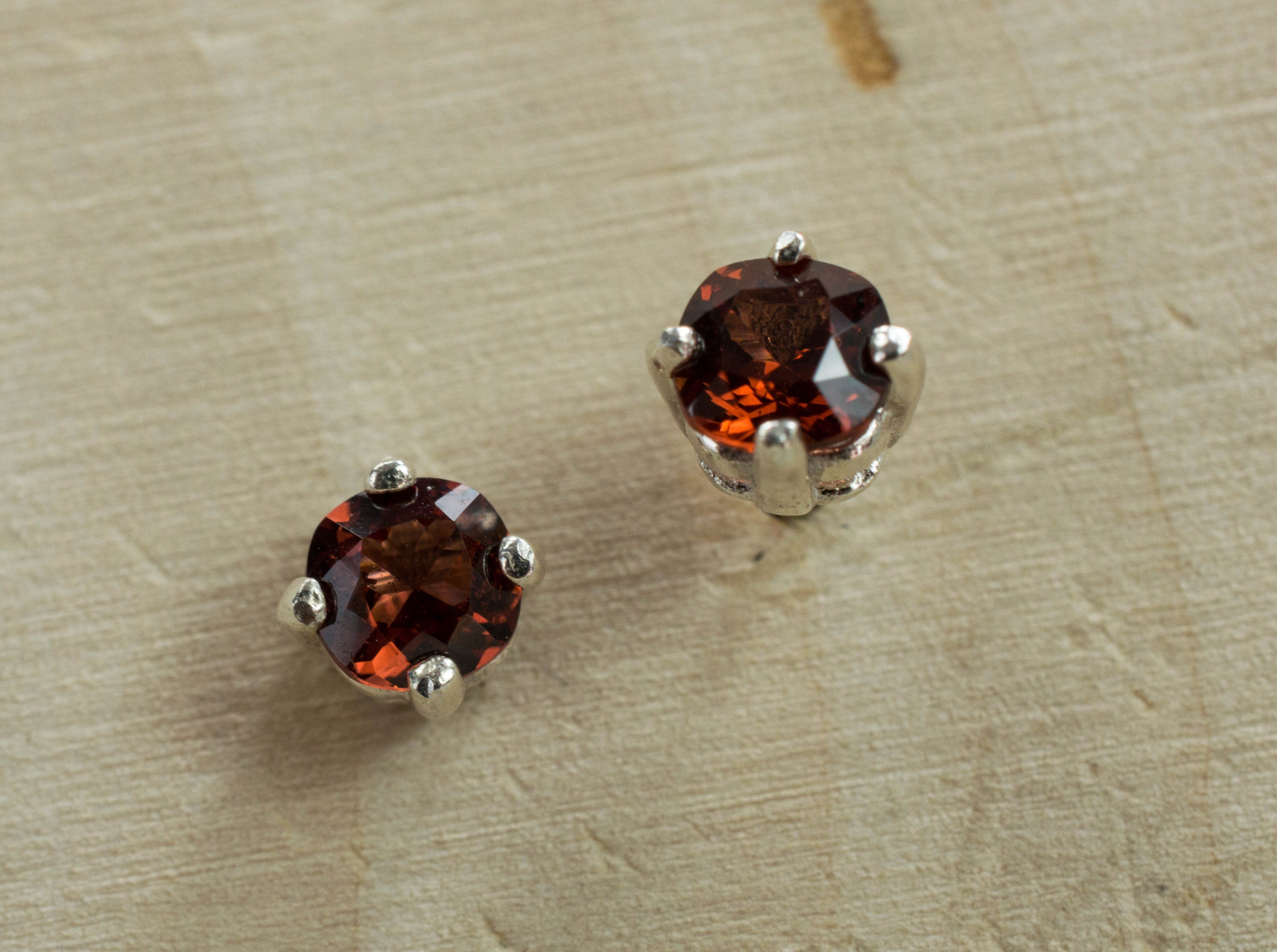 Pyrope Garnet Earrings; Genuine Untreated Madagascar Garnet; 0.650cts - Mark Oliver Gems