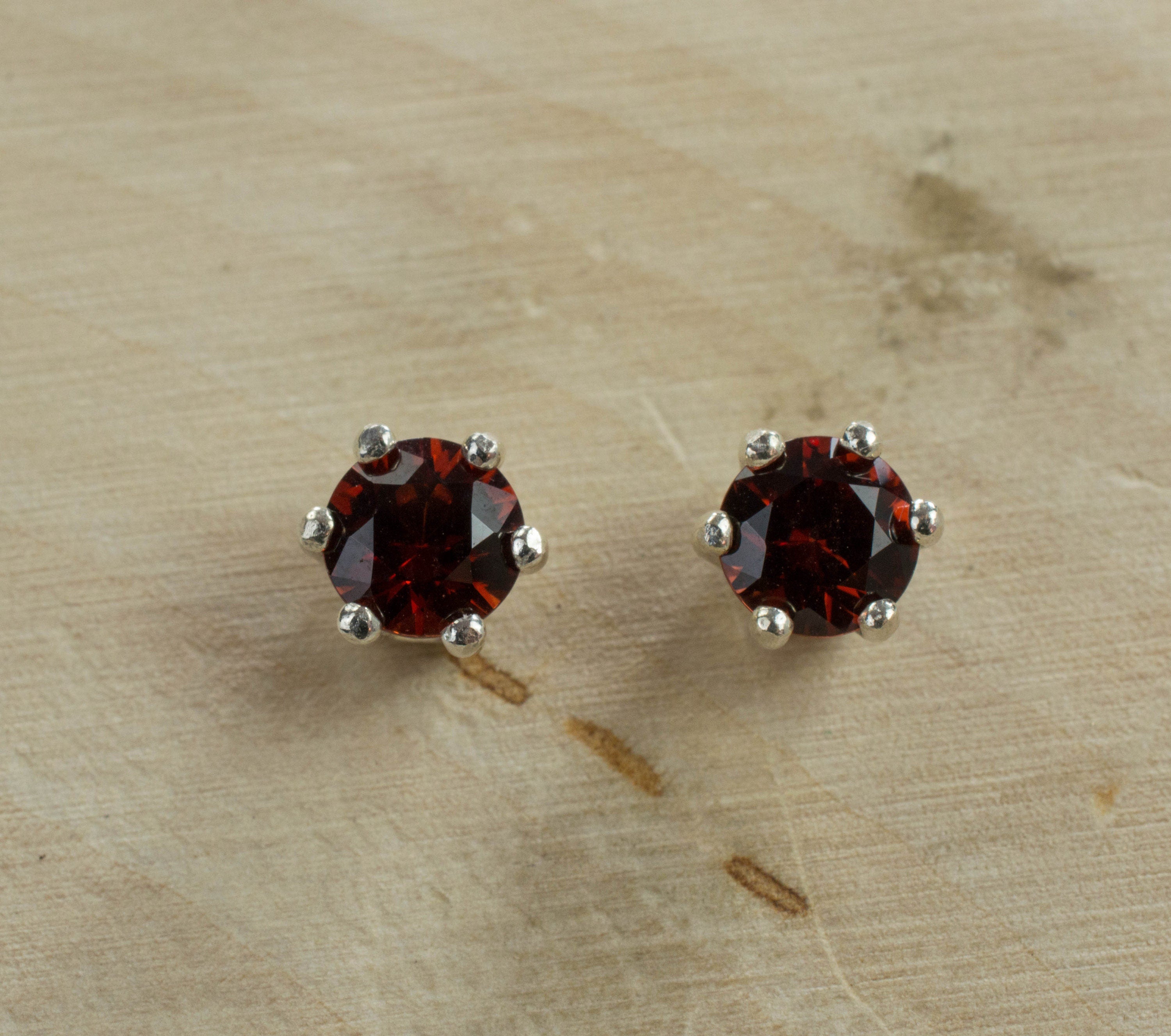 Pyrope Garnet Earrings; Genuine Untreated Madagascar Garnet; 1.115cts - Mark Oliver Gems