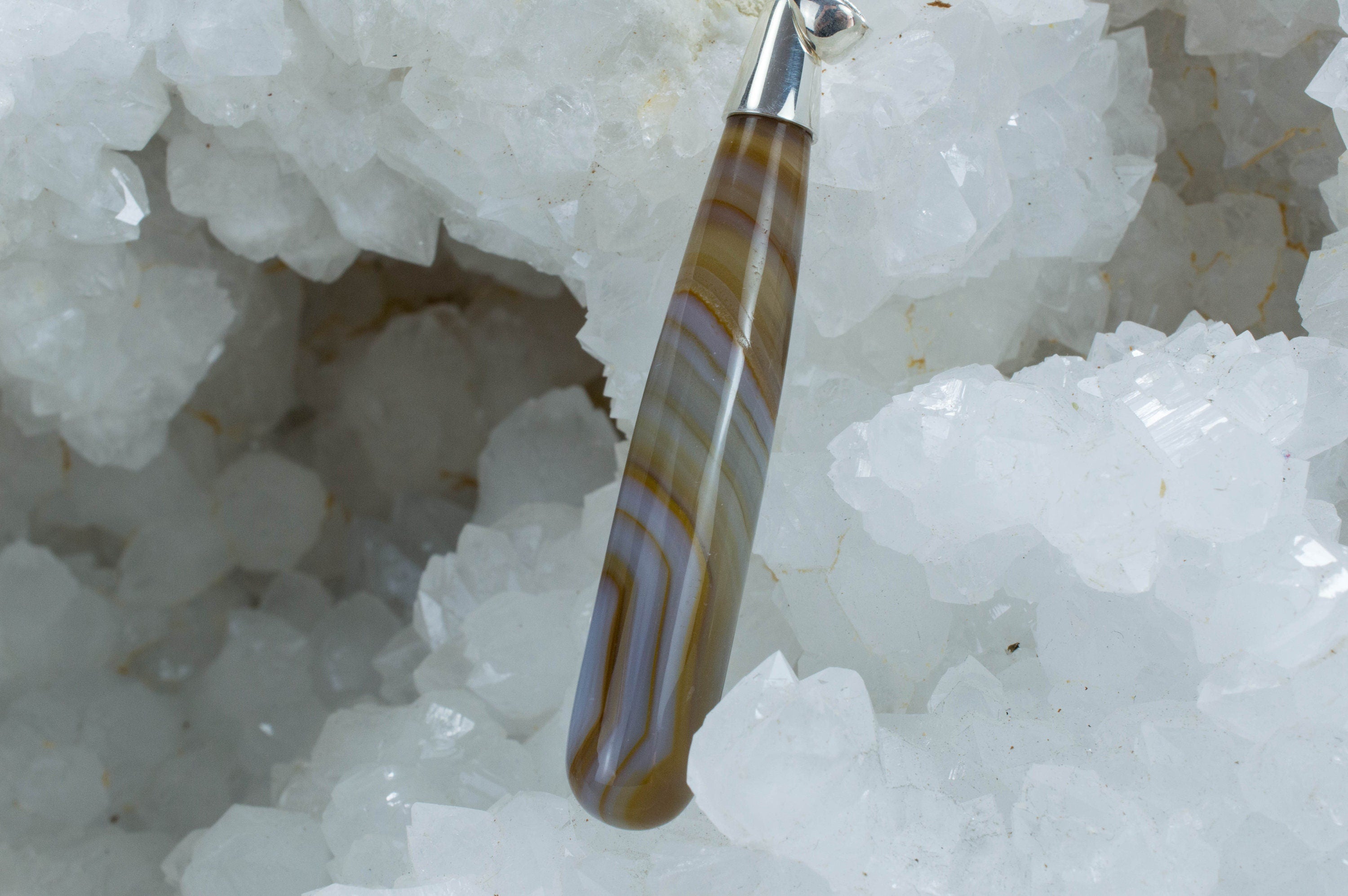 Agate Pendant; Genuine Untreated Brazil Banded Agate - Mark Oliver Gems