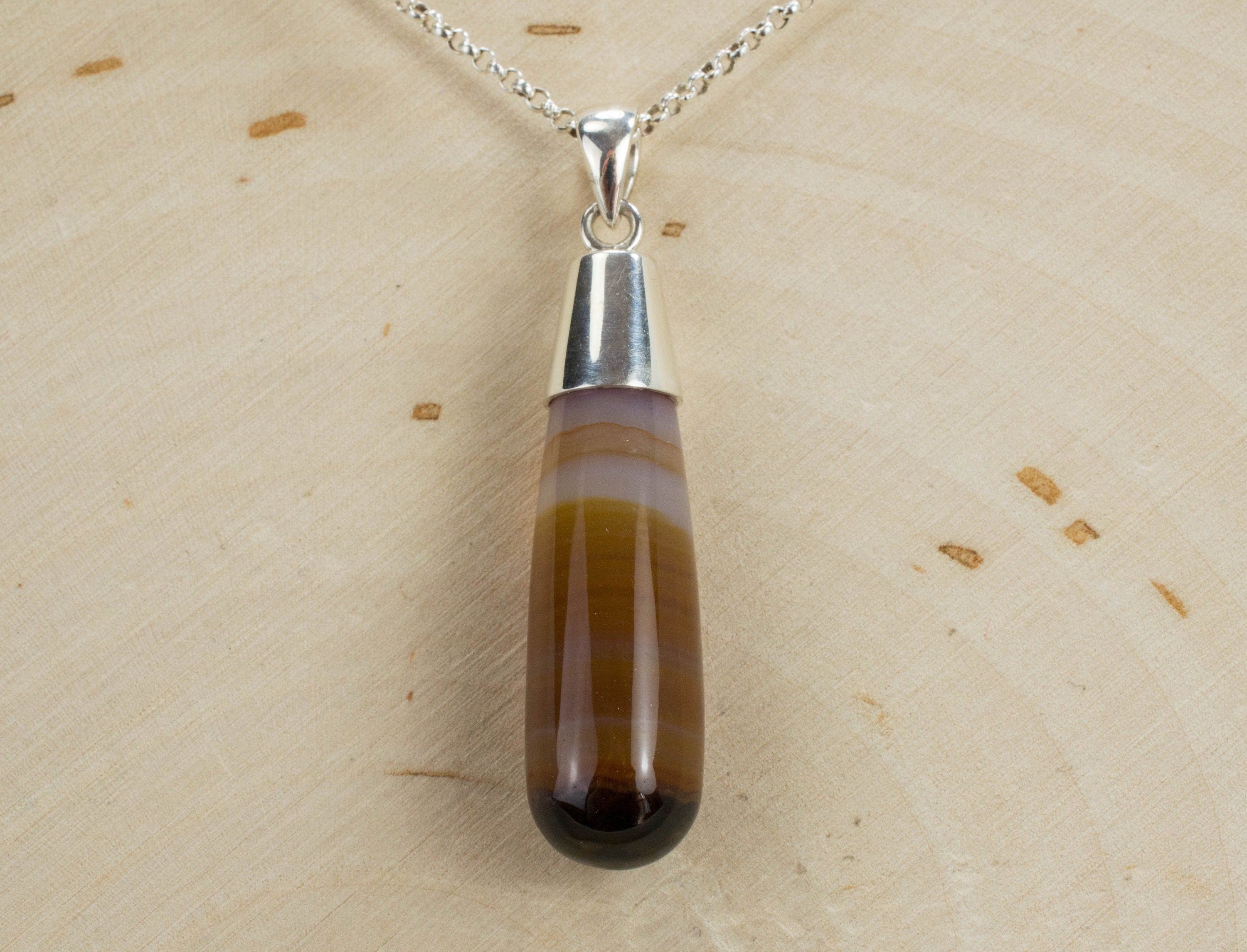 Agate Pendant; Natural Untreated Brazilian Banded Agate - Mark Oliver Gems