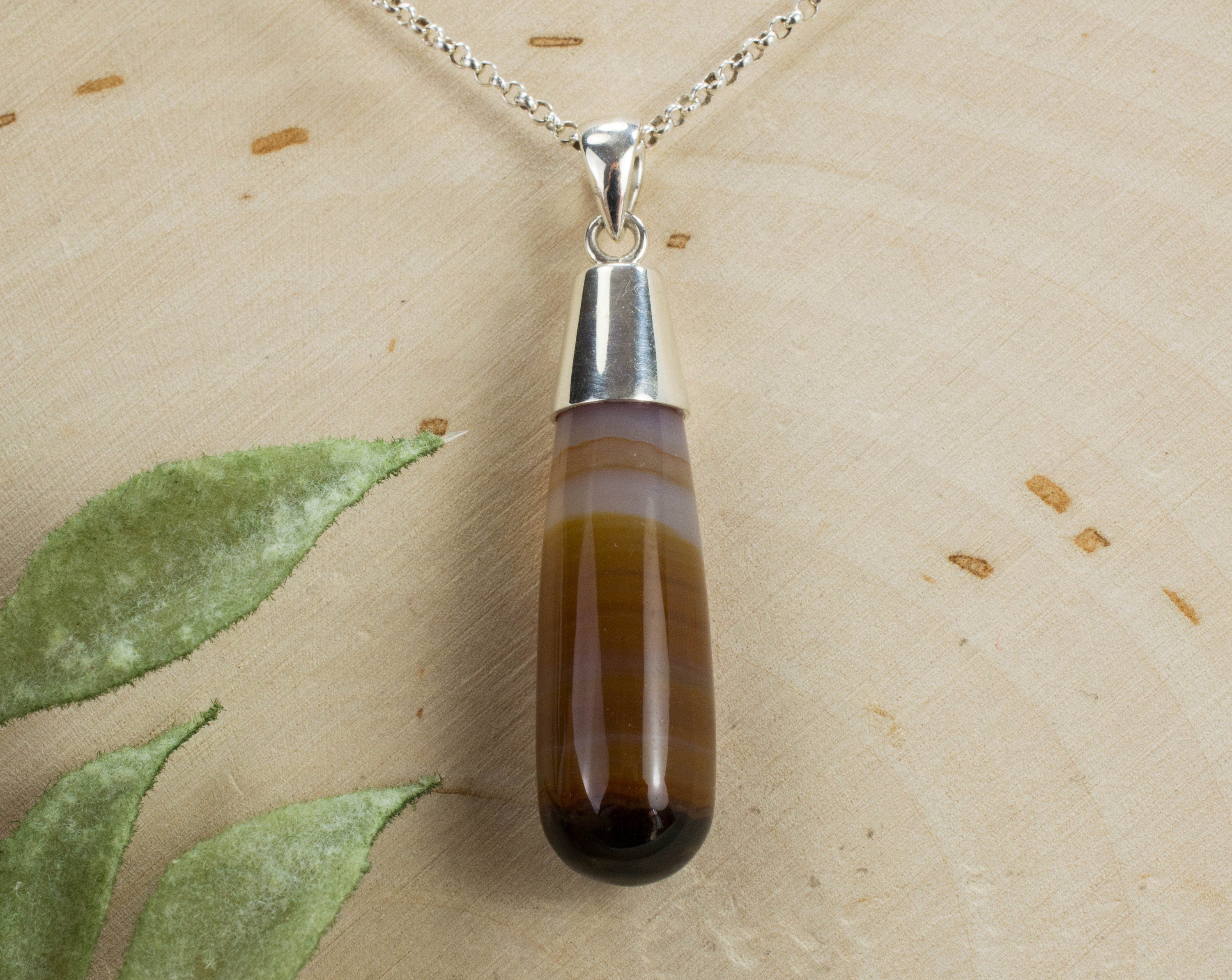 Agate Pendant; Natural Untreated Brazilian Banded Agate - Mark Oliver Gems