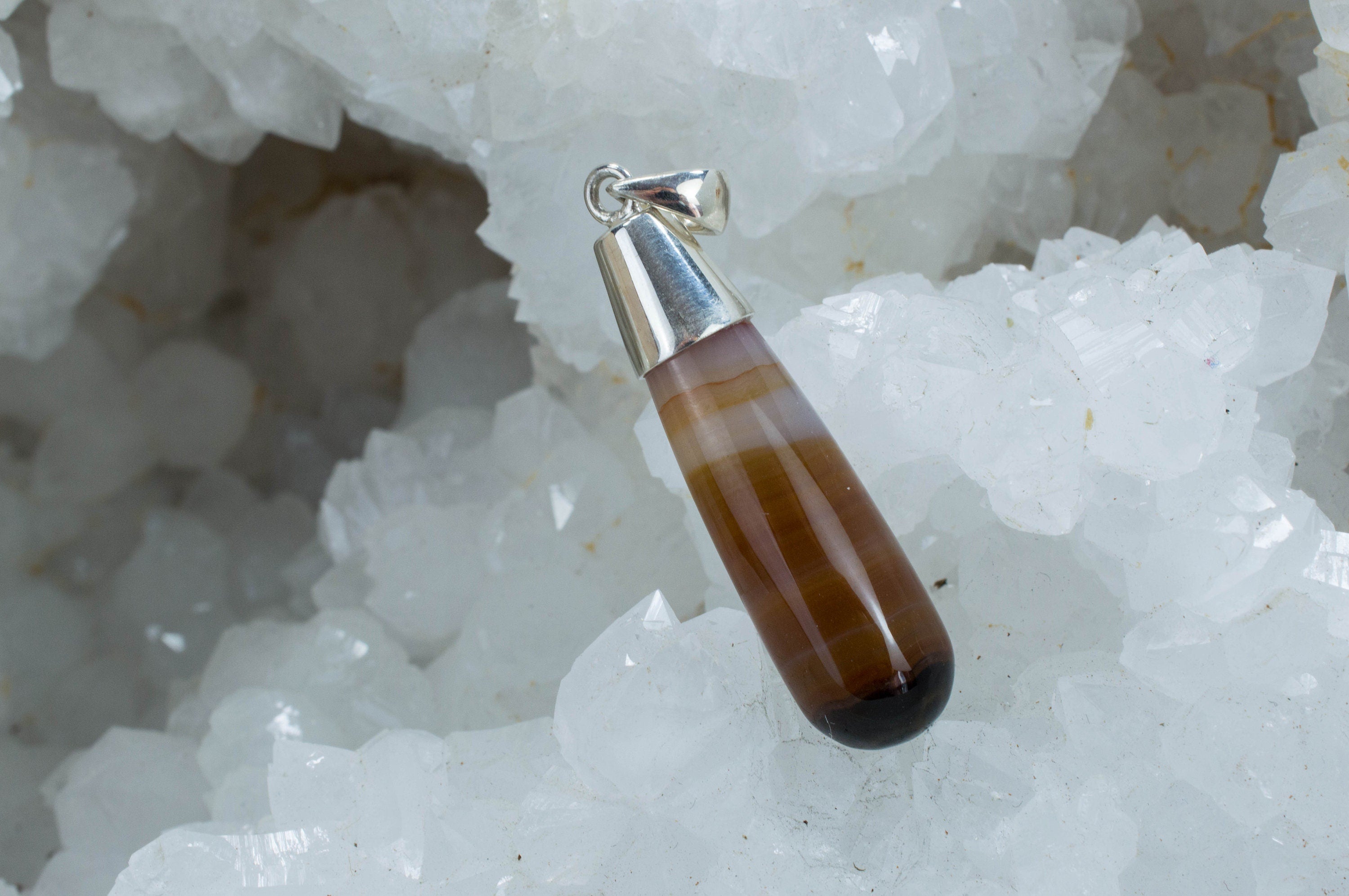 Agate Pendant; Natural Untreated Brazilian Banded Agate - Mark Oliver Gems