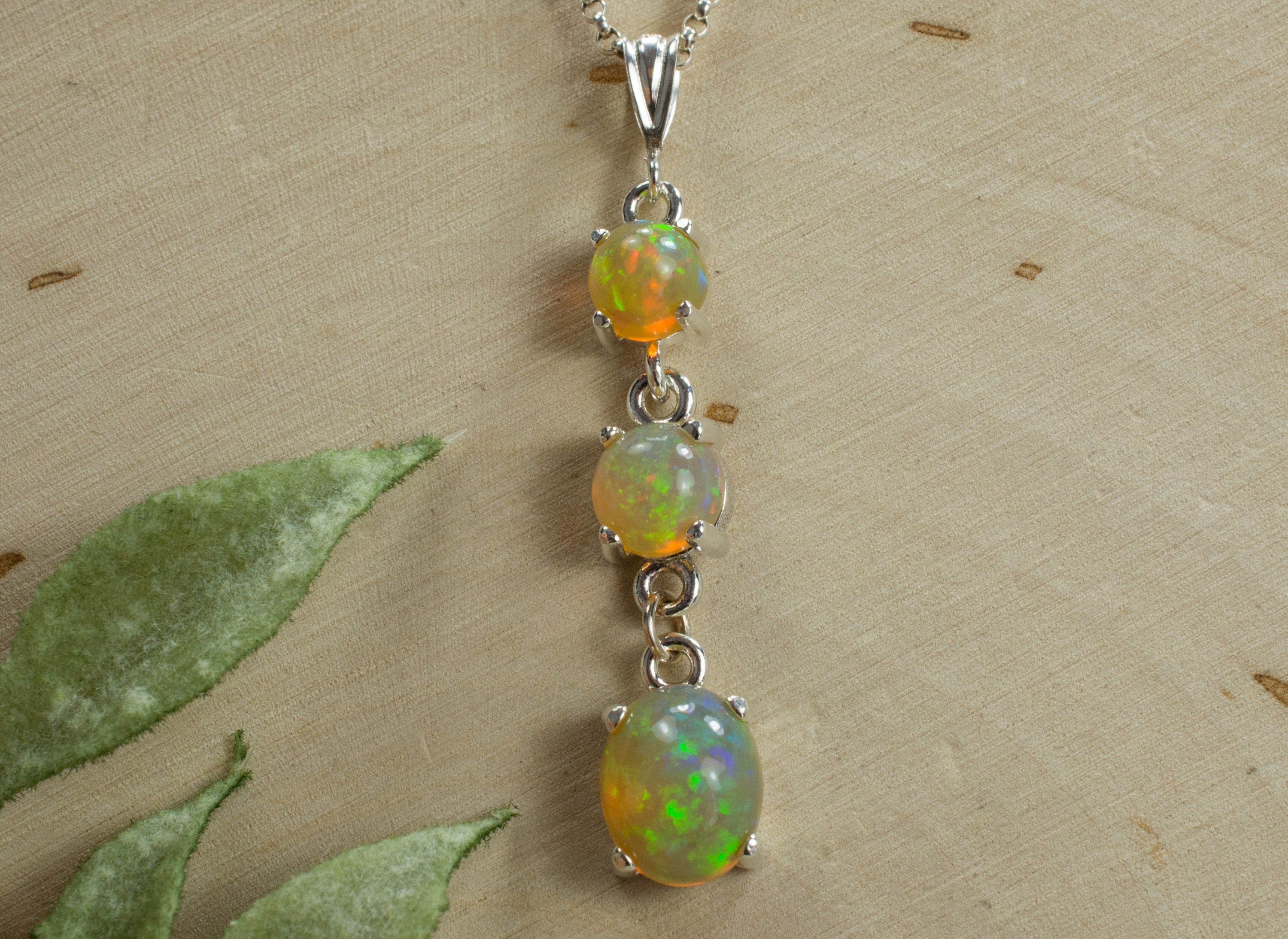 Opal Necklace - Genuine Opal (October Birthstone) outlet drop necklace - 10mm x 7mm in Sterling Silver or Gold