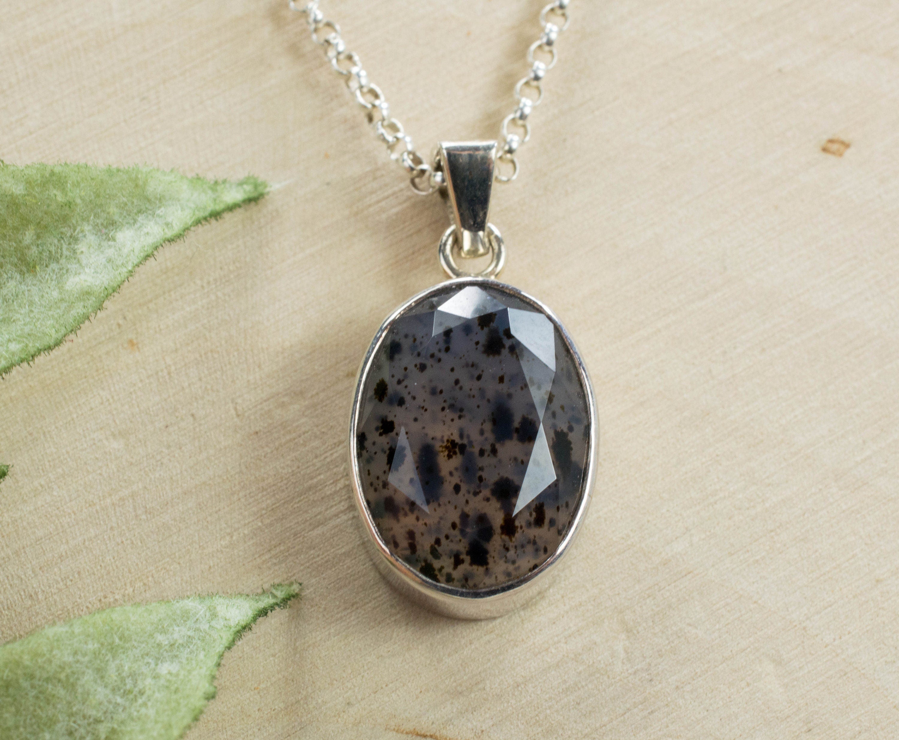 Montana Agate Pendant, Natural Untreated Moss Agate - Mark Oliver Gems