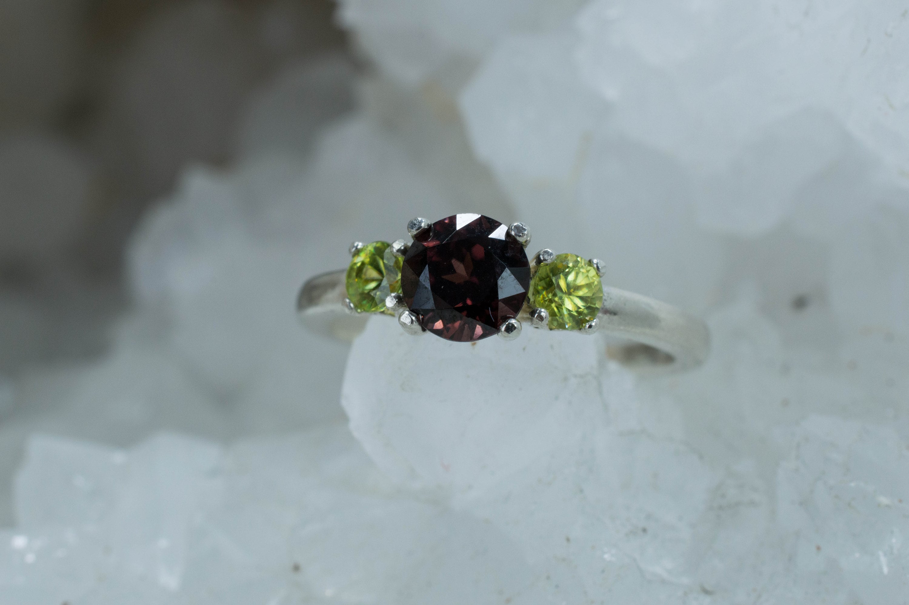 Red Zircon and Sphene Ring; Genuine Untreated Zircon and Sphene - Mark Oliver Gems