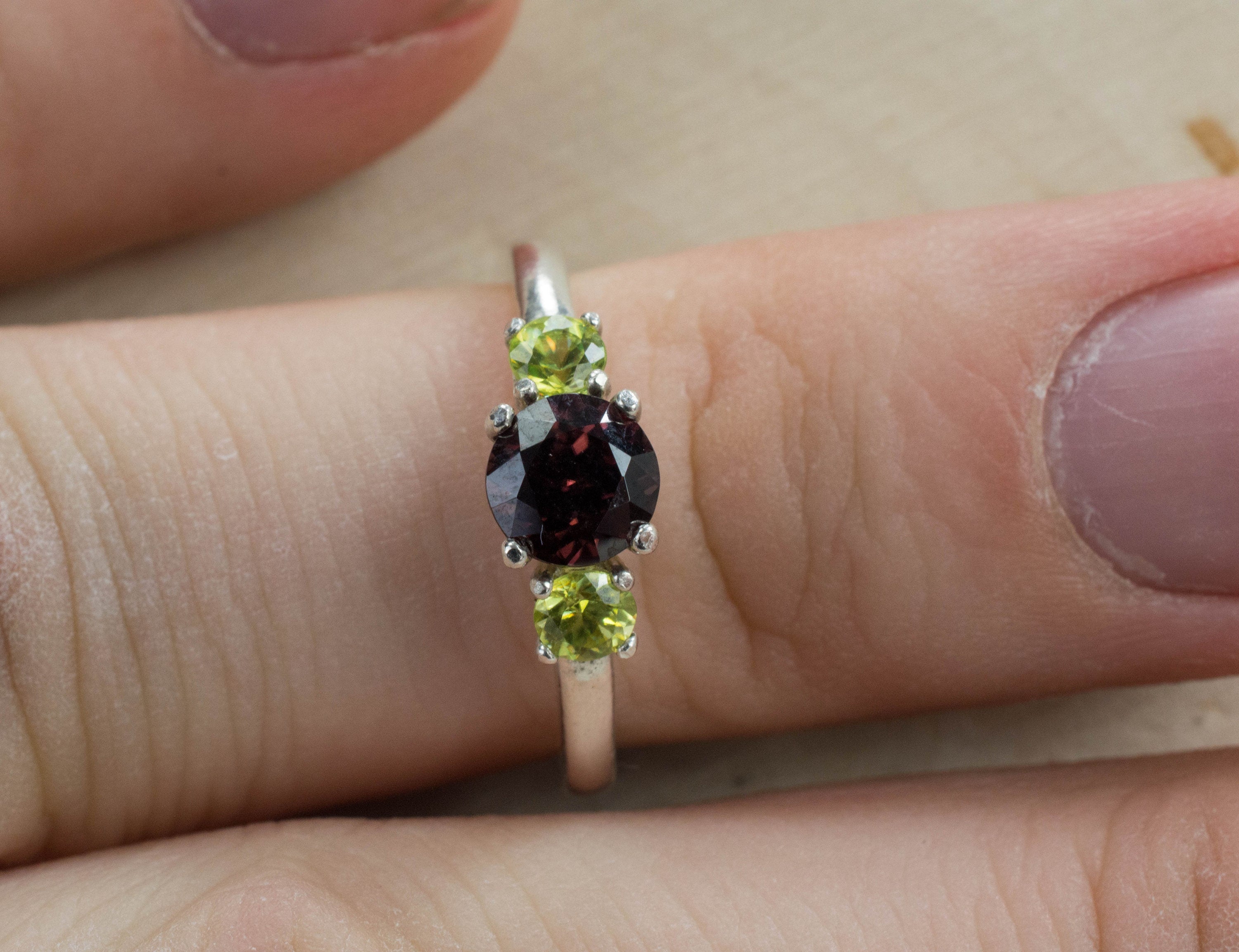 Red Zircon and Sphene Ring; Genuine Untreated Zircon and Sphene - Mark Oliver Gems