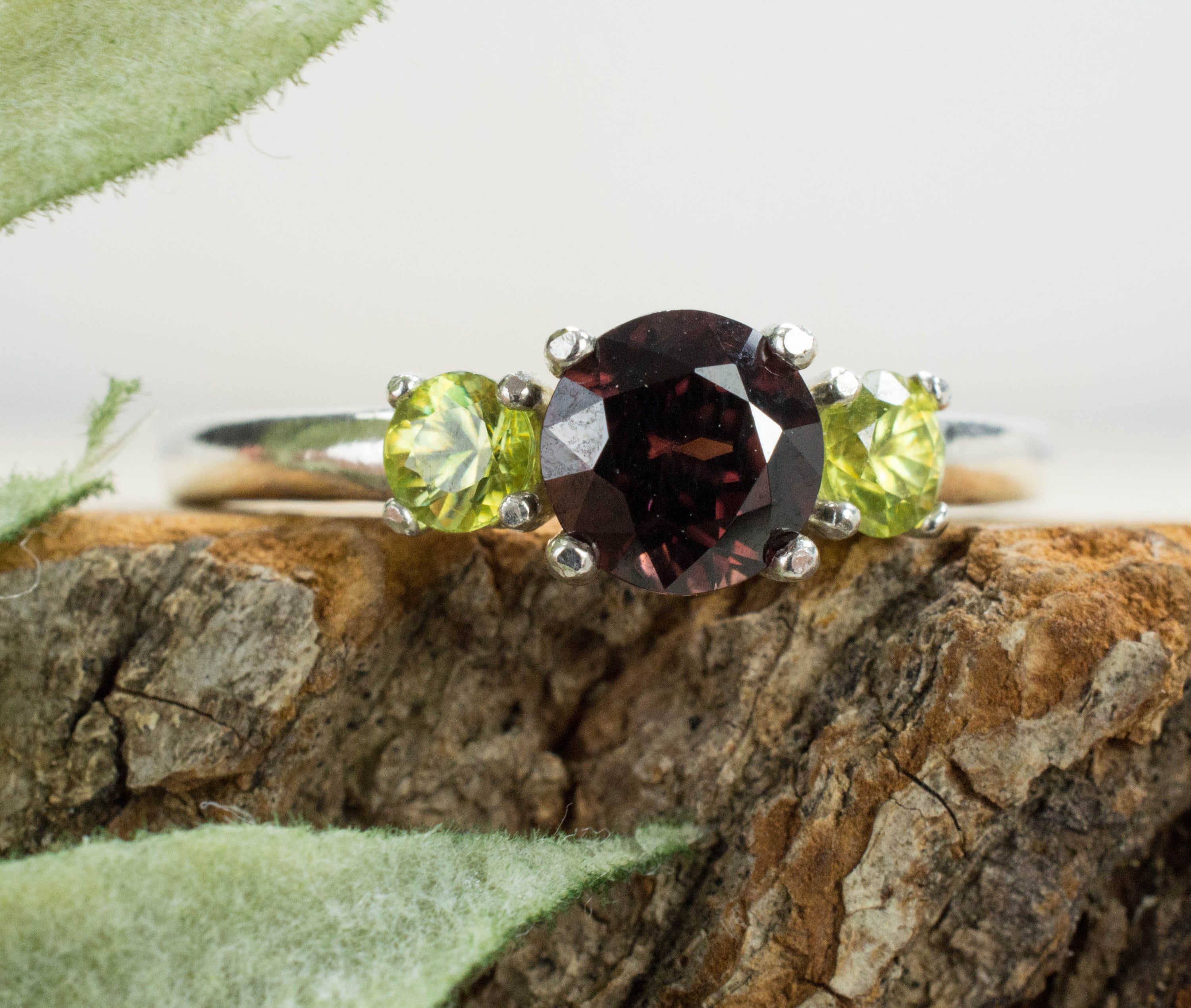 Red Zircon and Sphene Ring; Genuine Untreated Zircon and Sphene - Mark Oliver Gems