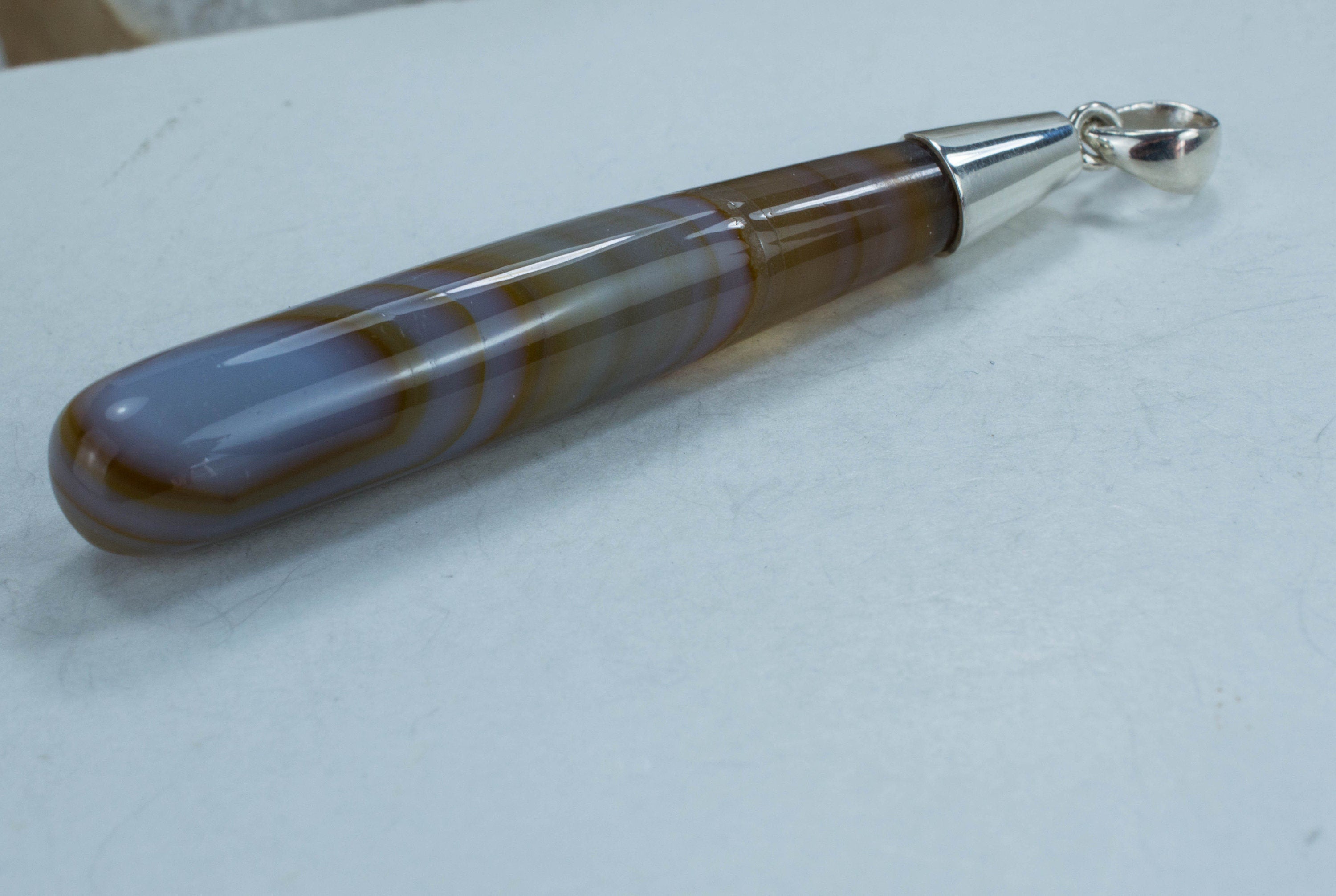 Agate Pendant; Genuine Untreated Brazil Banded Agate - Mark Oliver Gems