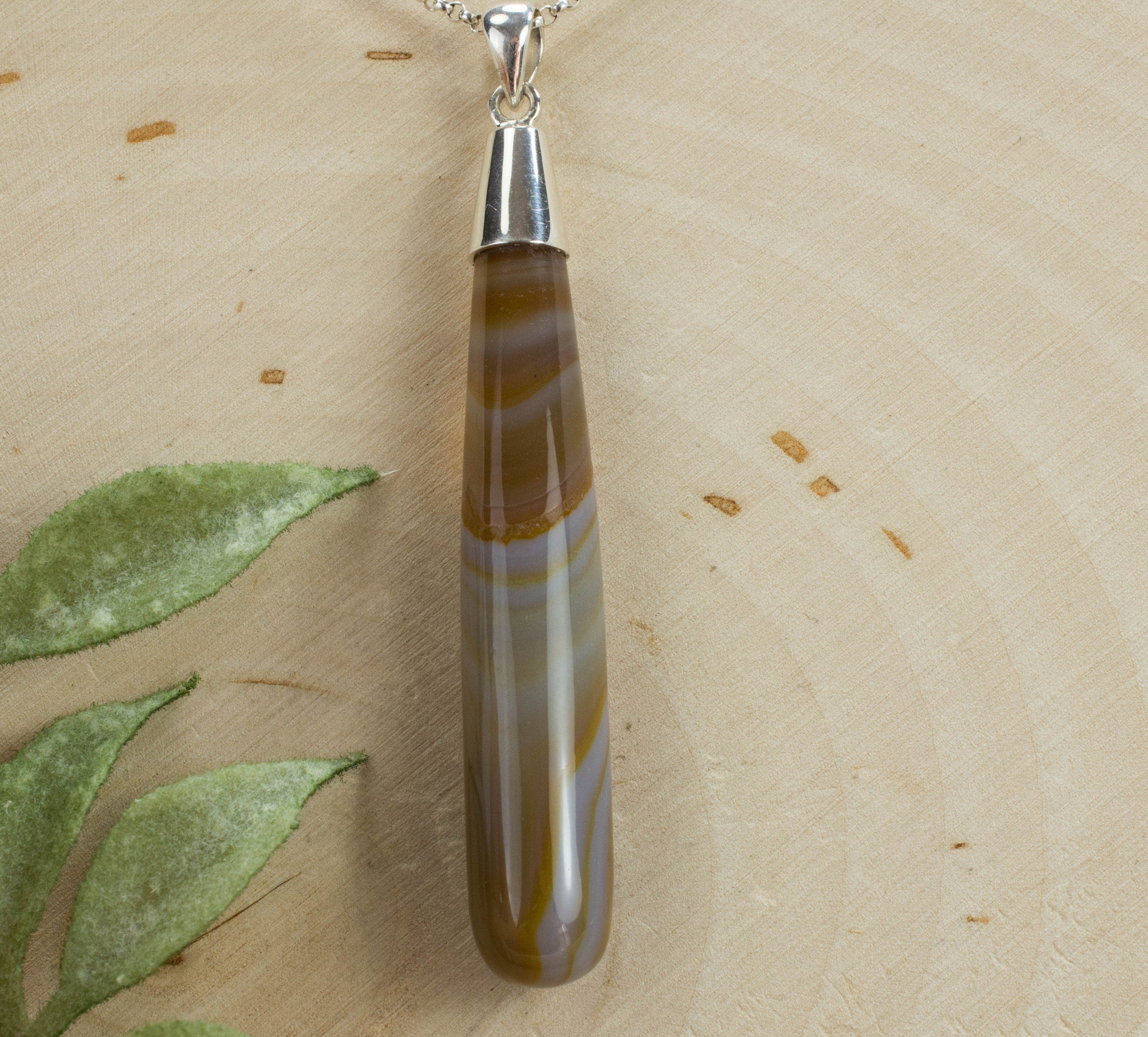 Agate Pendant; Genuine Untreated Brazil Banded Agate - Mark Oliver Gems