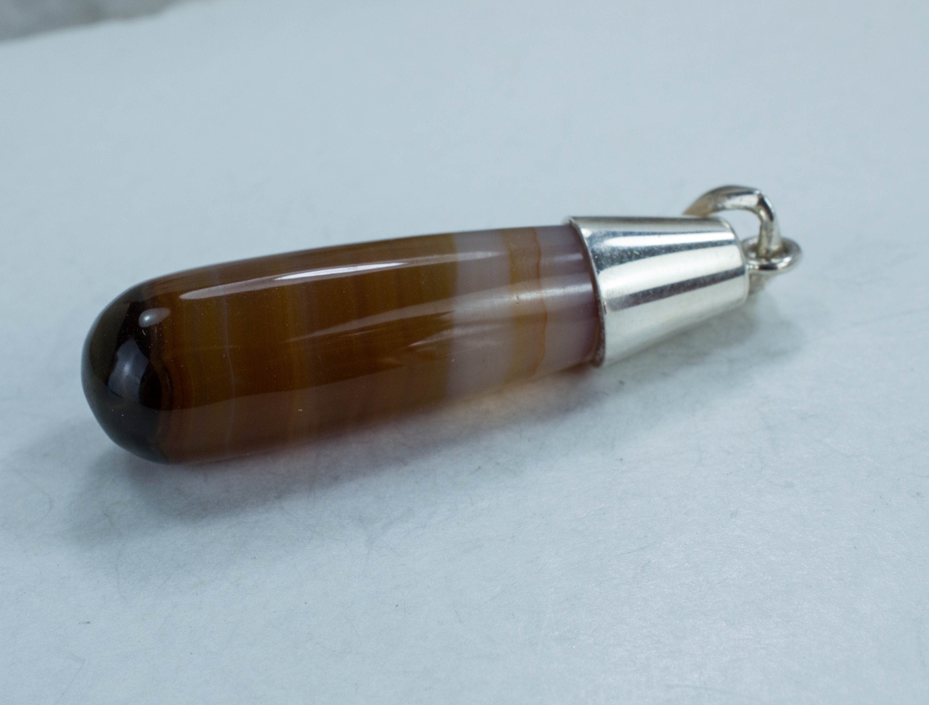 Agate Pendant; Natural Untreated Brazilian Banded Agate - Mark Oliver Gems