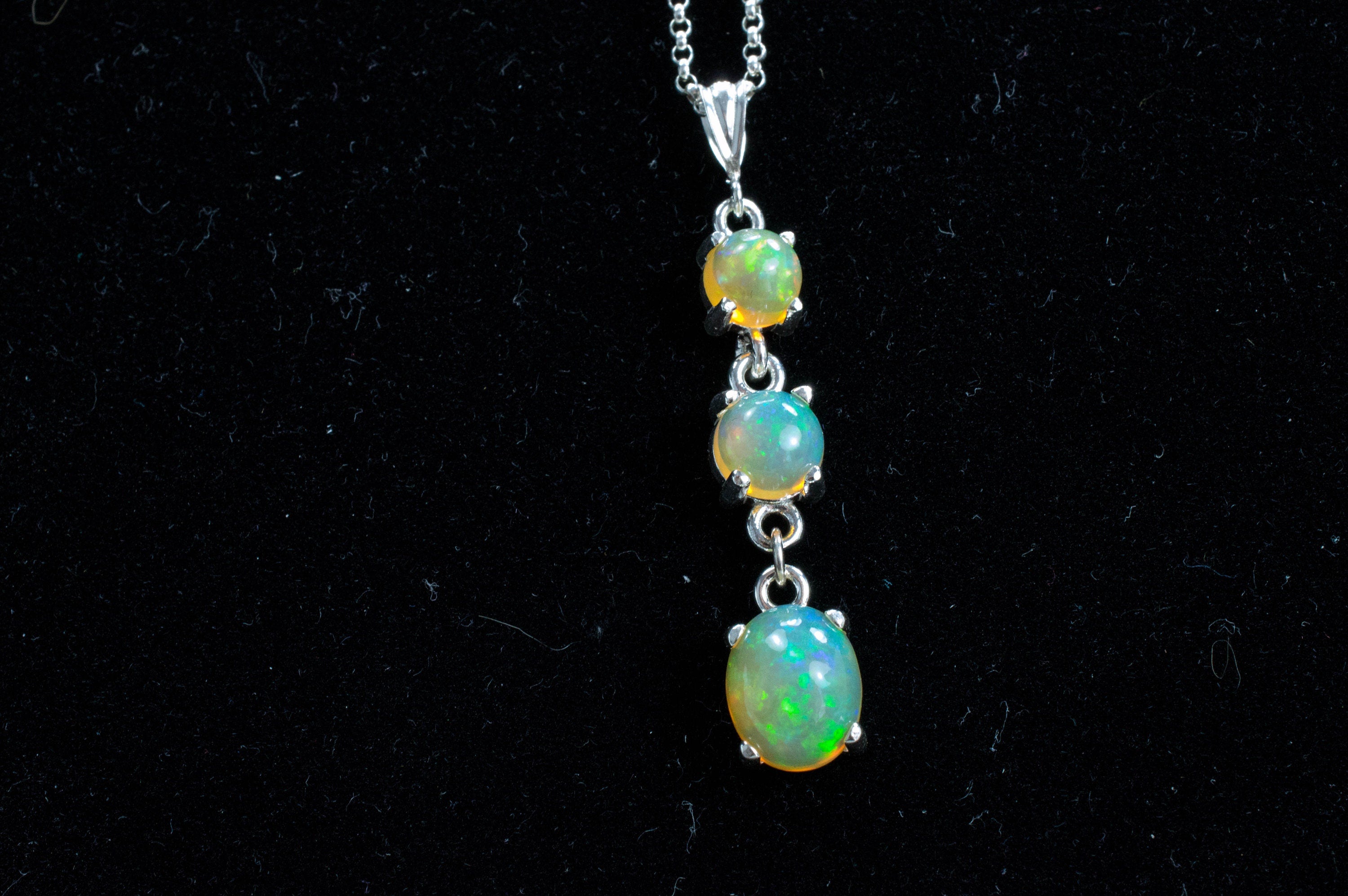 Welo Opal Sterling Silver Pendant, Genuine Untreated Ethiopian Opals - Mark Oliver Gems