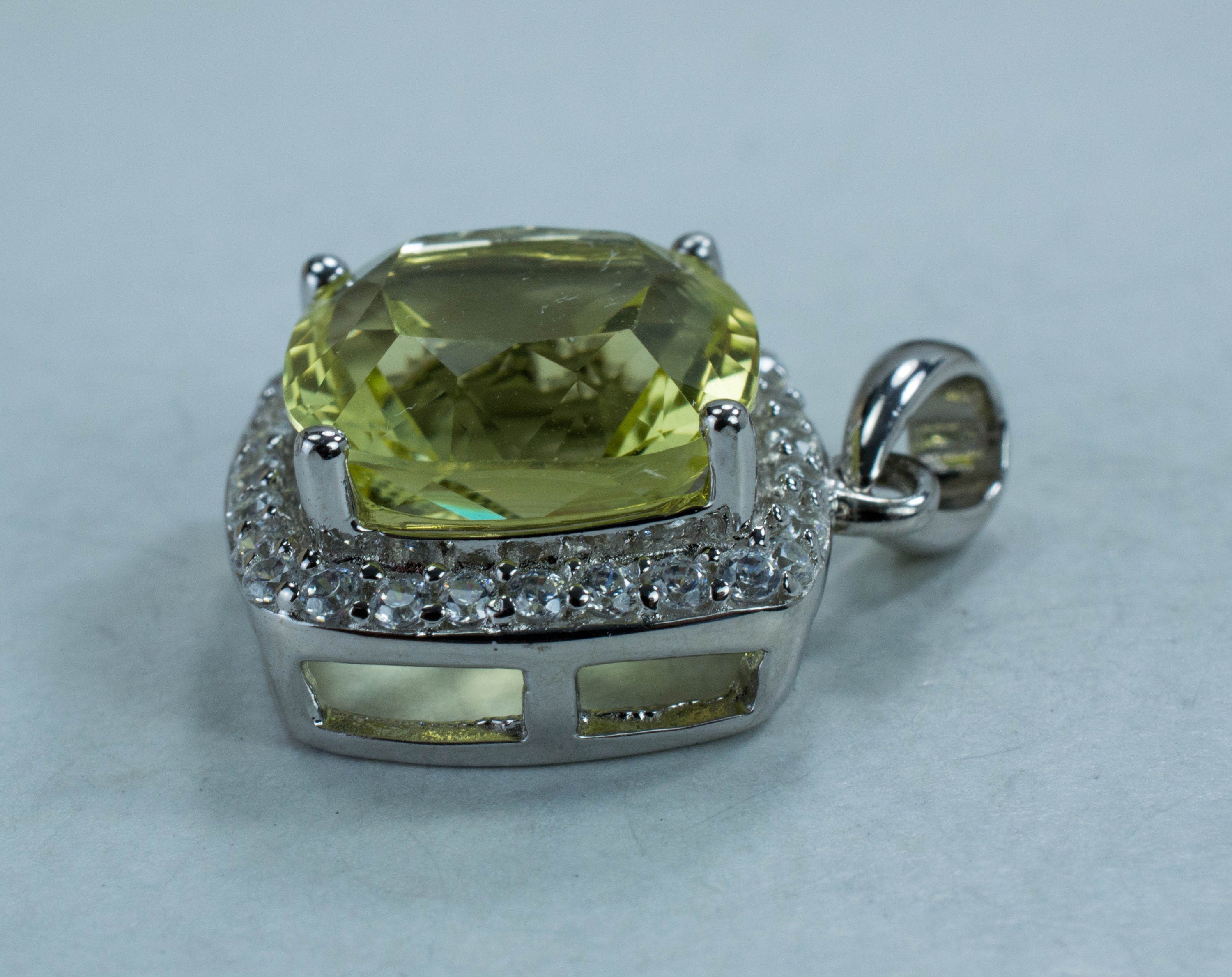 Lemon Quartz Pendant; Genuine Untreated Brazilian Quartz and Zircon - Mark Oliver Gems