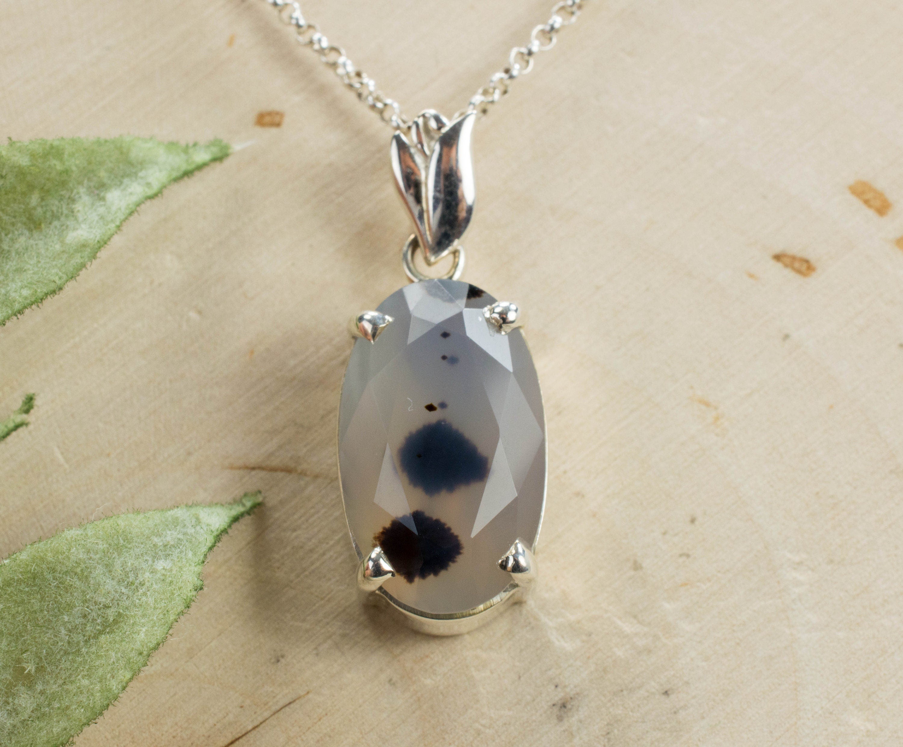 Montana Agate Pendant, Natural Untreated USA Moss Agate - Mark Oliver Gems