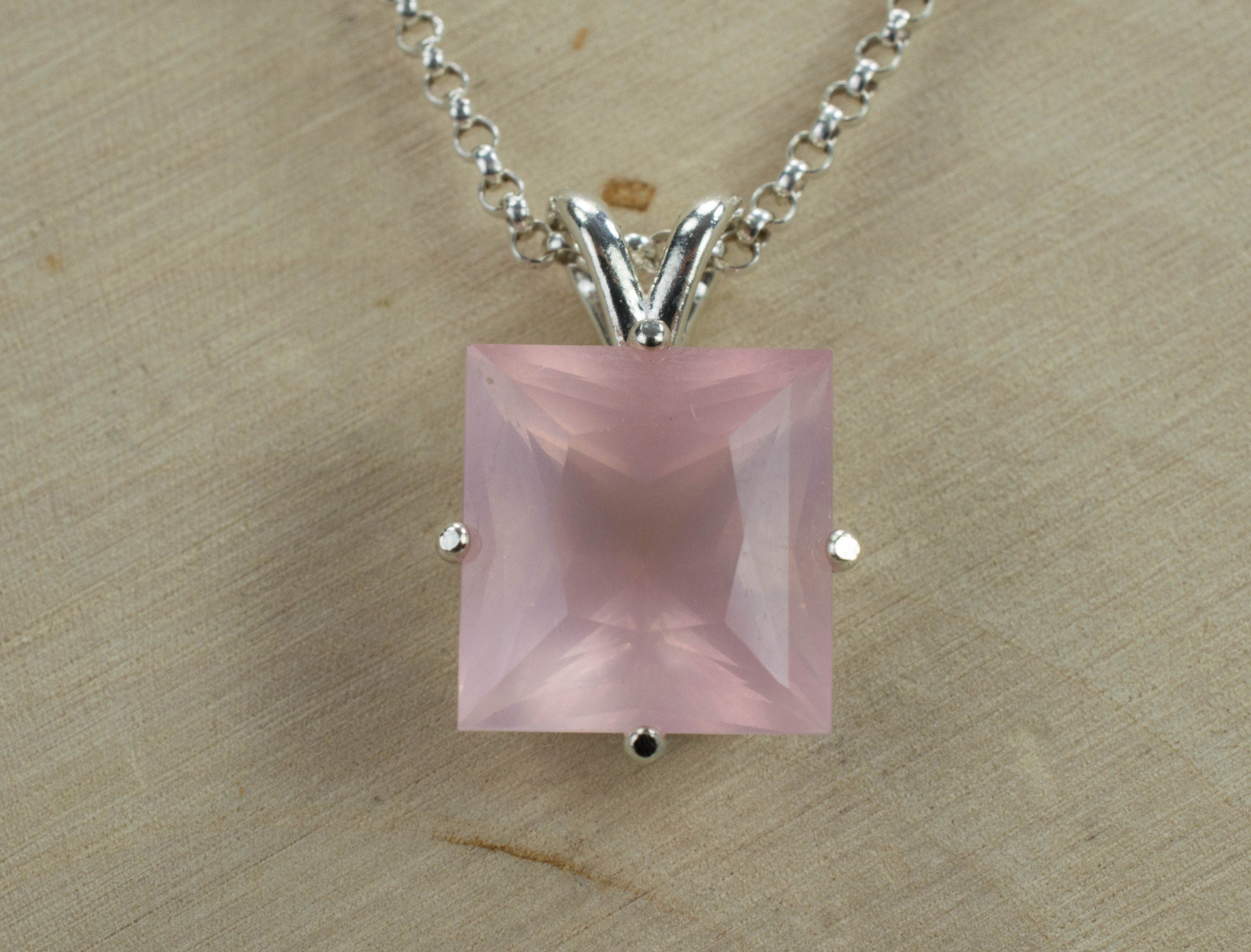 Rose Quartz Pendant; Genuine Untreated Brazil Rose Quartz - Mark Oliver Gems