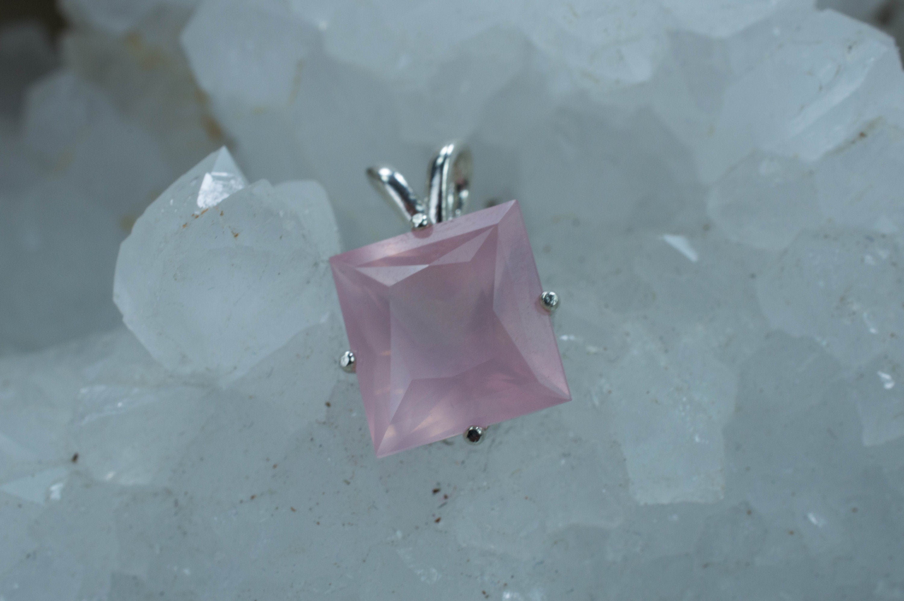 Rose Quartz Pendant; Genuine Untreated Brazil Rose Quartz - Mark Oliver Gems